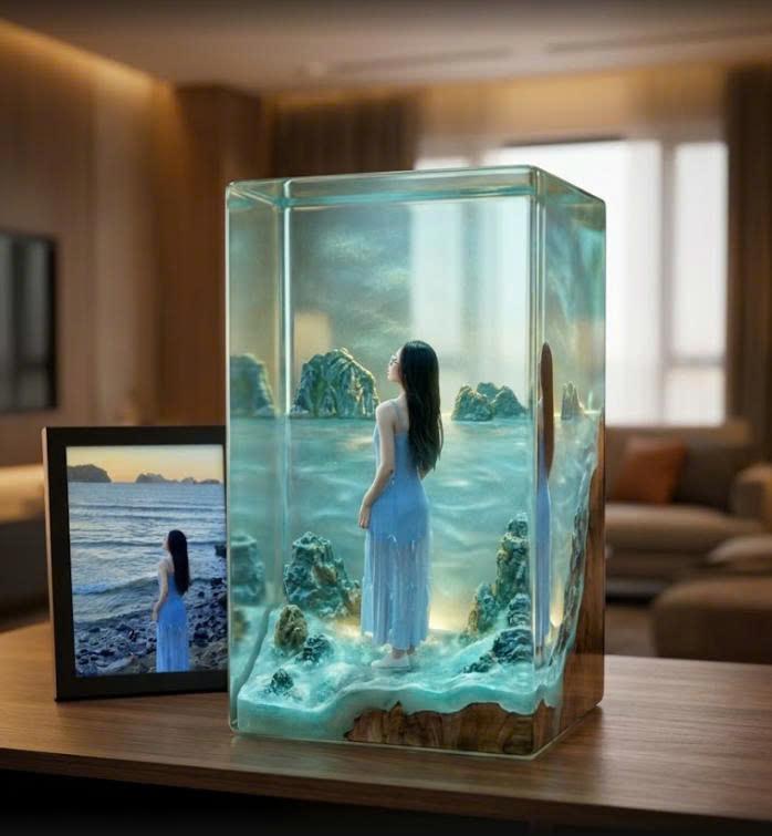 Custom Epoxy Lamp, Personalized Handmade Epoxy Night Light, Custom Theme Diorama Lamp, Unique Gift, Anime Game Movie Decor, gift for her