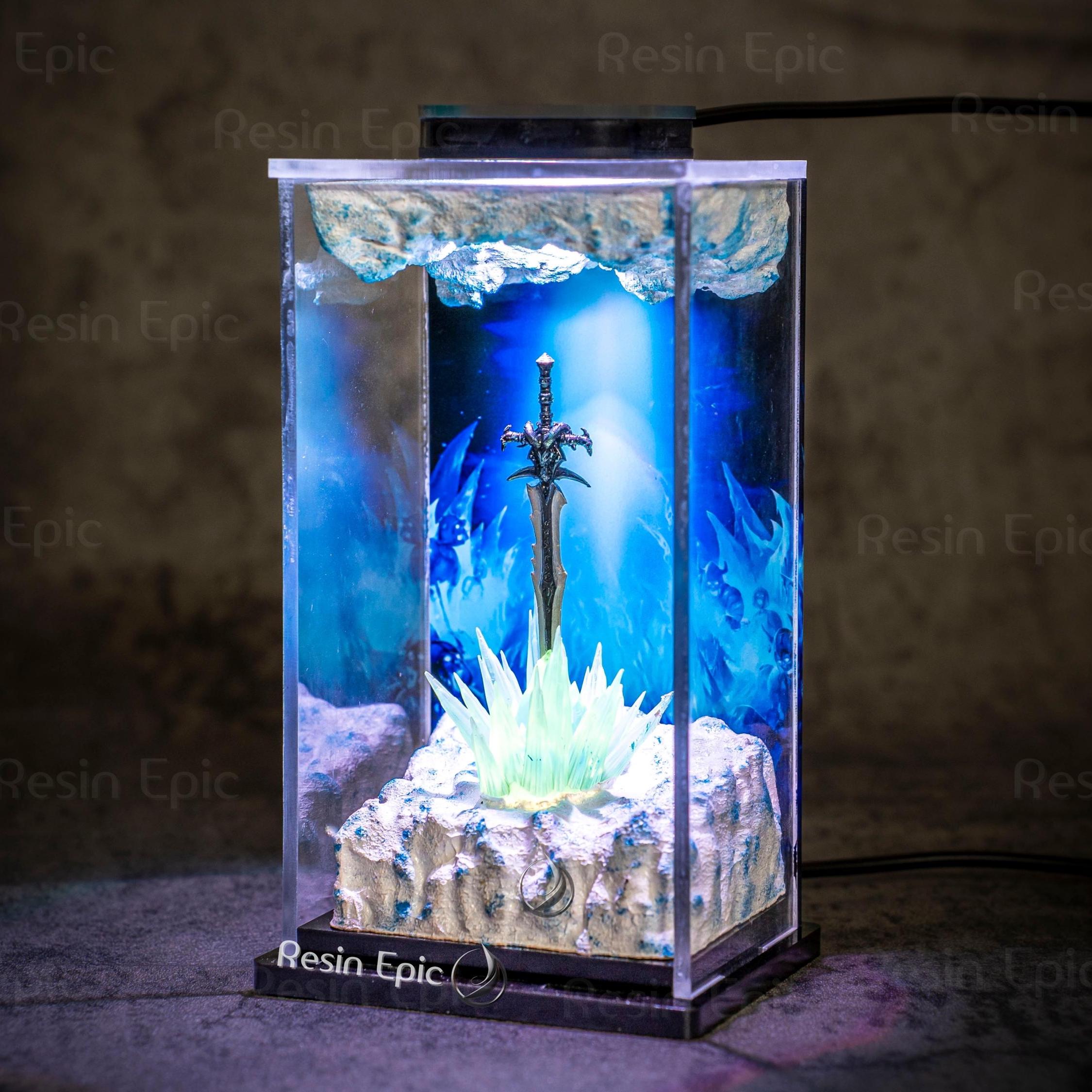 il_fullxfull.7350685597_b0c5 Dark Souls Coiled Sword Figurine – Bonfire Sword Replica night light, Fantasy Gaming Collectible Decor, gift for him, Frostmourne Lamp