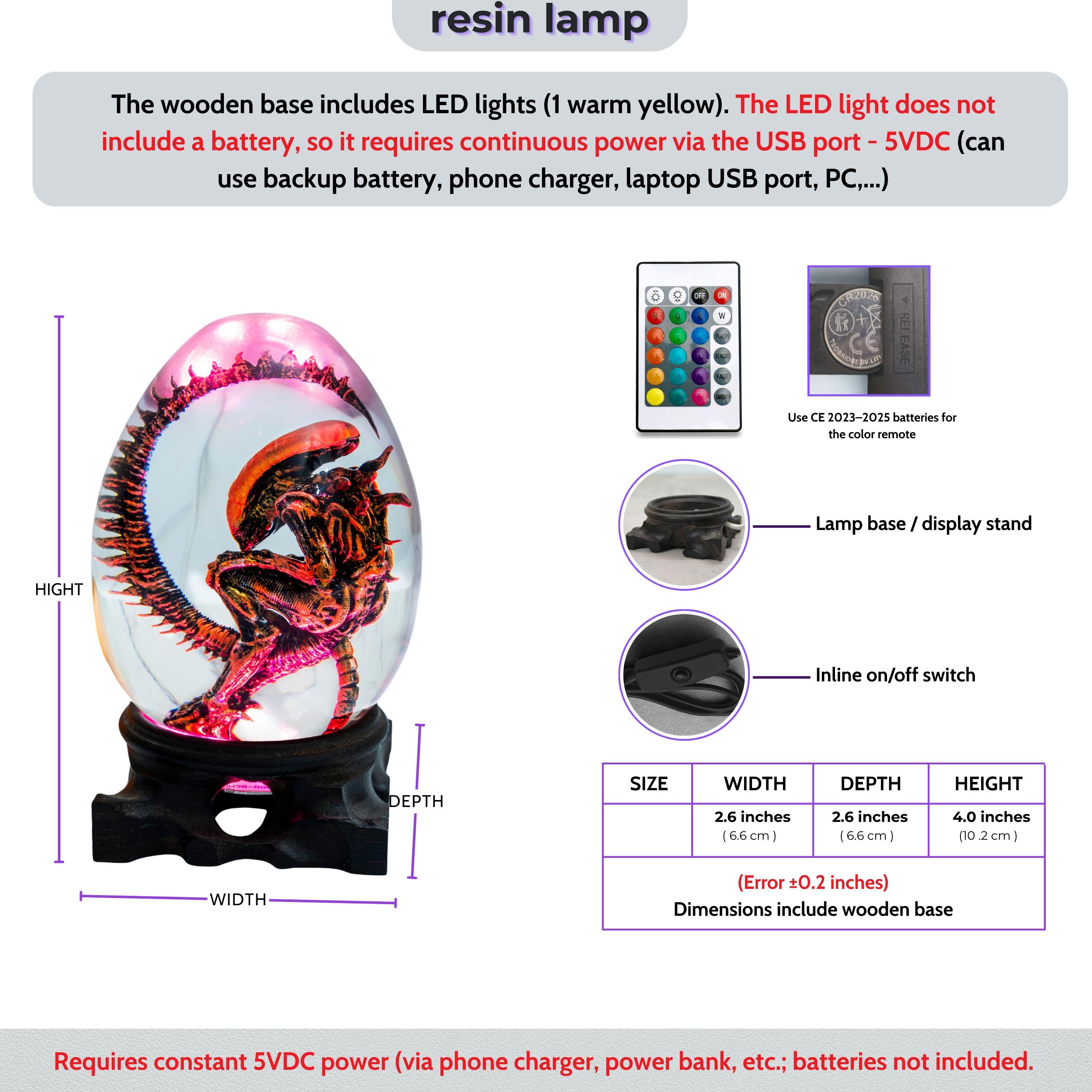 Resin Alien Creature Specimen Lamp – Deep‑Space Horror Egg Night Light, Horror Fan Art Decor, Xenomorph lamp, christmas gift for him