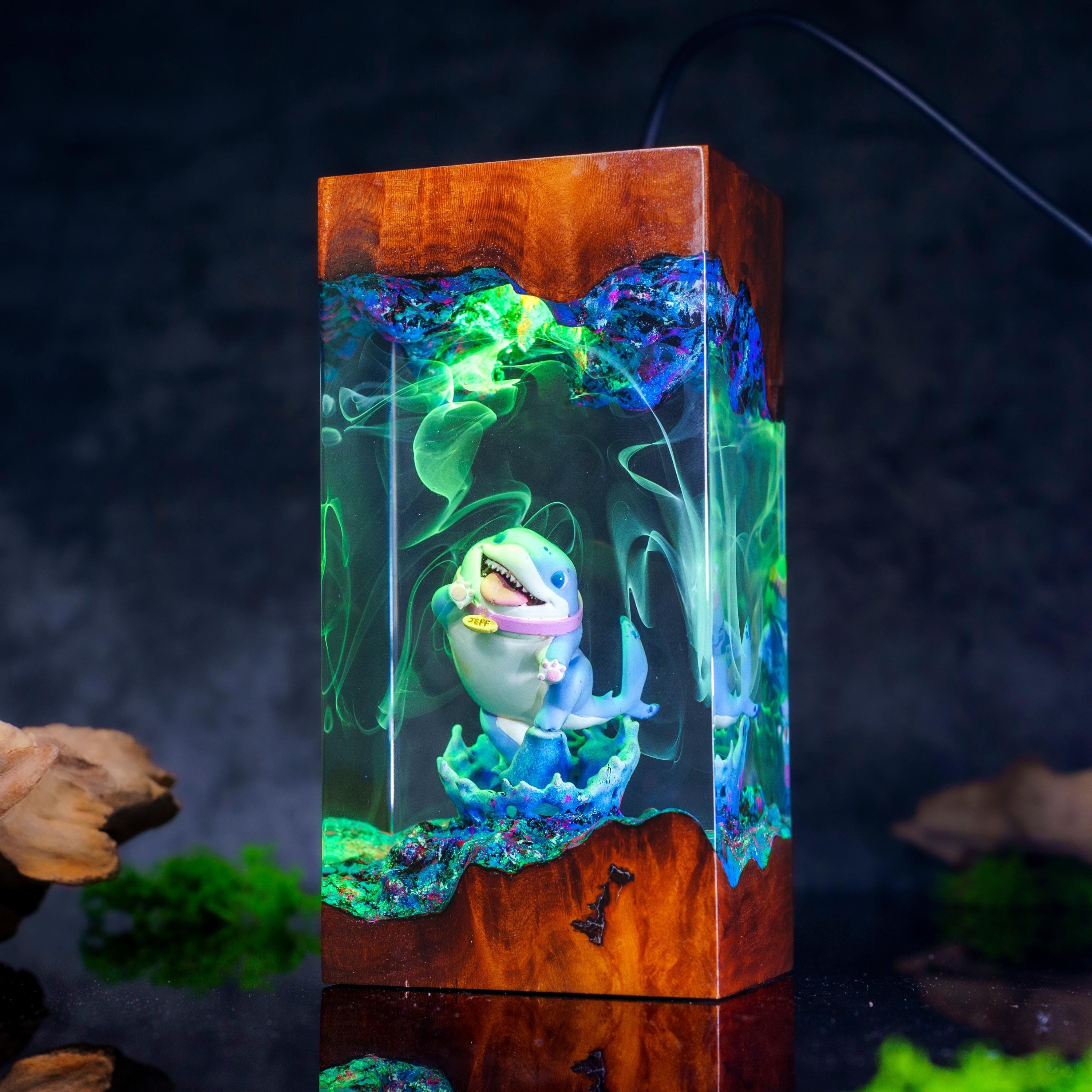 Batman Resin Lamp, DC Superhero Lamp, Unique Superhero Gift for him, DC Comic Epoxy Art Desk Decor Gift For Him, Jeff the Shark Resin Lamp