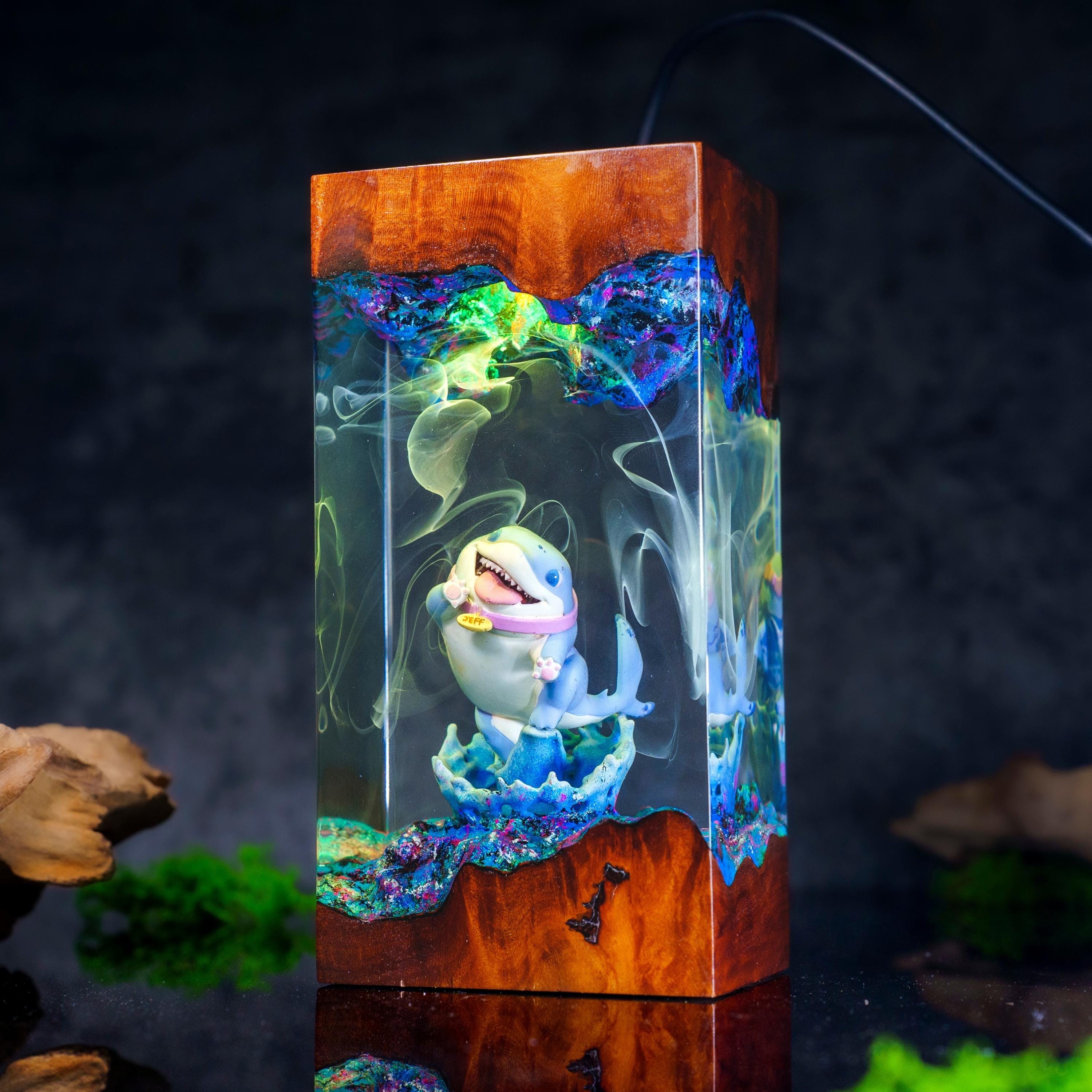 Batman Resin Lamp, DC Superhero Lamp, Unique Superhero Gift for him, DC Comic Epoxy Art Desk Decor Gift For Him, Jeff the Shark Resin Lamp