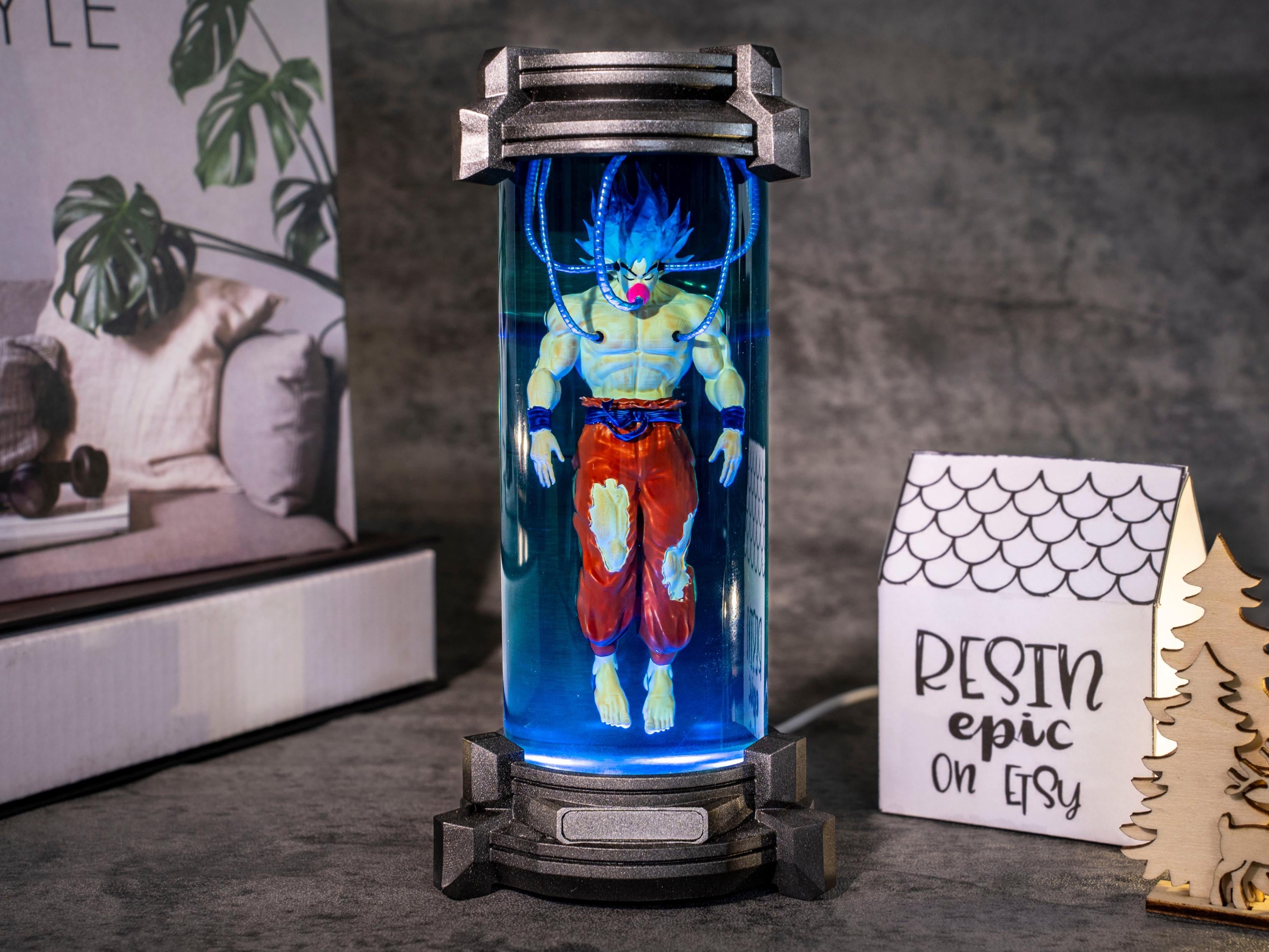 il_fullxfull.6905985027_81s5 Goku resin lamp, Anime Warrior vs Healing Pod Resin Lamp - anime resin night light, playroom decore for him