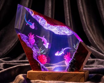 Axolotl Aquarium Resin Lamp, Aquatic Animal Night Light, Cute Axolotl Decor, Nature Lover Gift, Unique Resin Art, christmas gift ideas