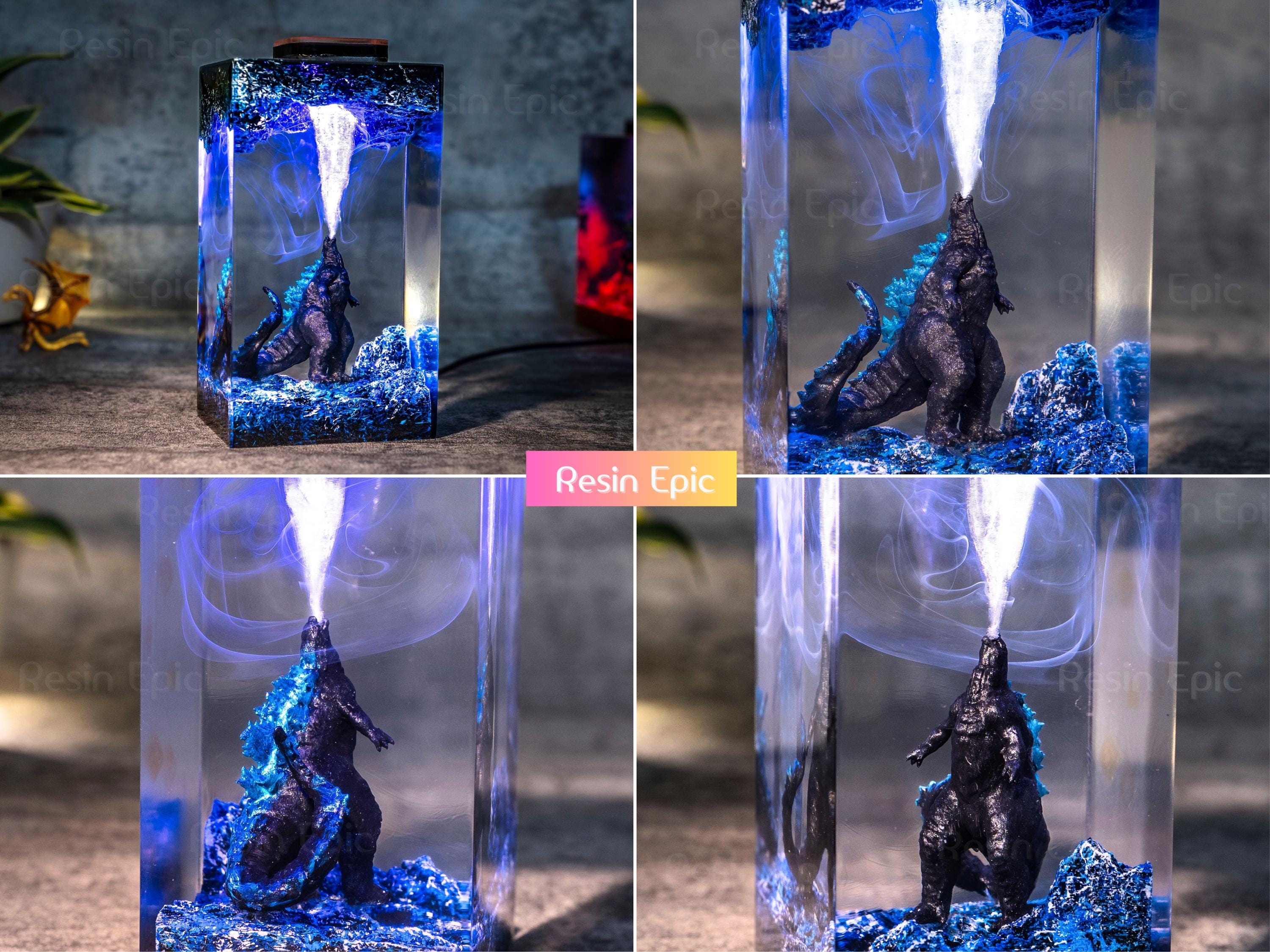 il_fullxfull.6474178901_4ven Godzilla Handmade decor Epoxy Lamp- diorama resin lamp, handmade gifts for him, home decoration, godzilla lamp, mother's day