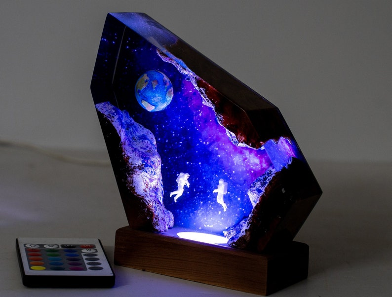 Space resin lamp, Astronaut Rocket Resin lamp