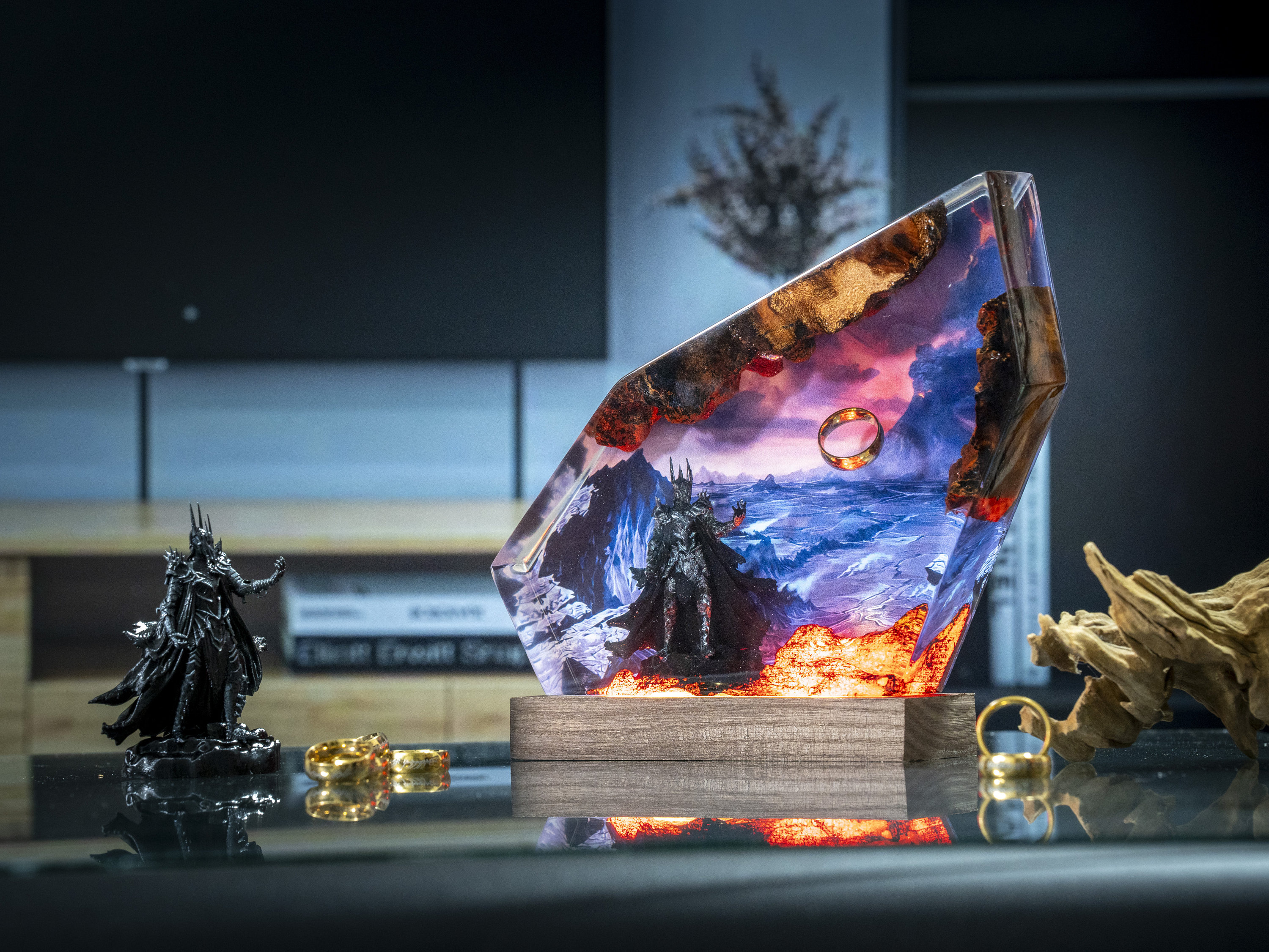 il_fullxfull.6028563915_my2u Diorama Power Ring resin night light - The ring of the dark l0rd Epoxy lamp, sauron resin lamp for him