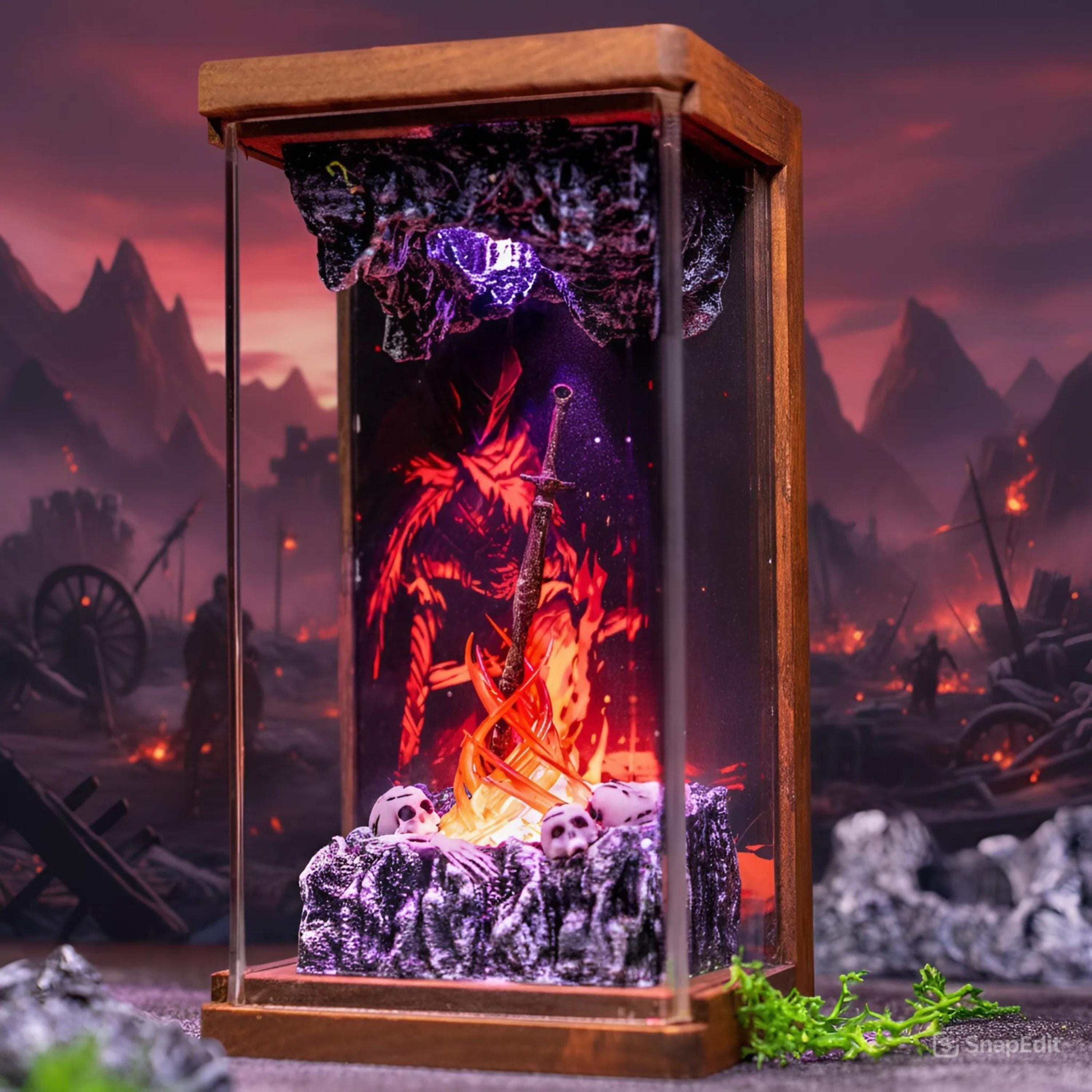 FR0STMOURNE SW0RD night light - FIREL!NK GREATSW0RD lamp - Lich King Sword Display Resin Decor
