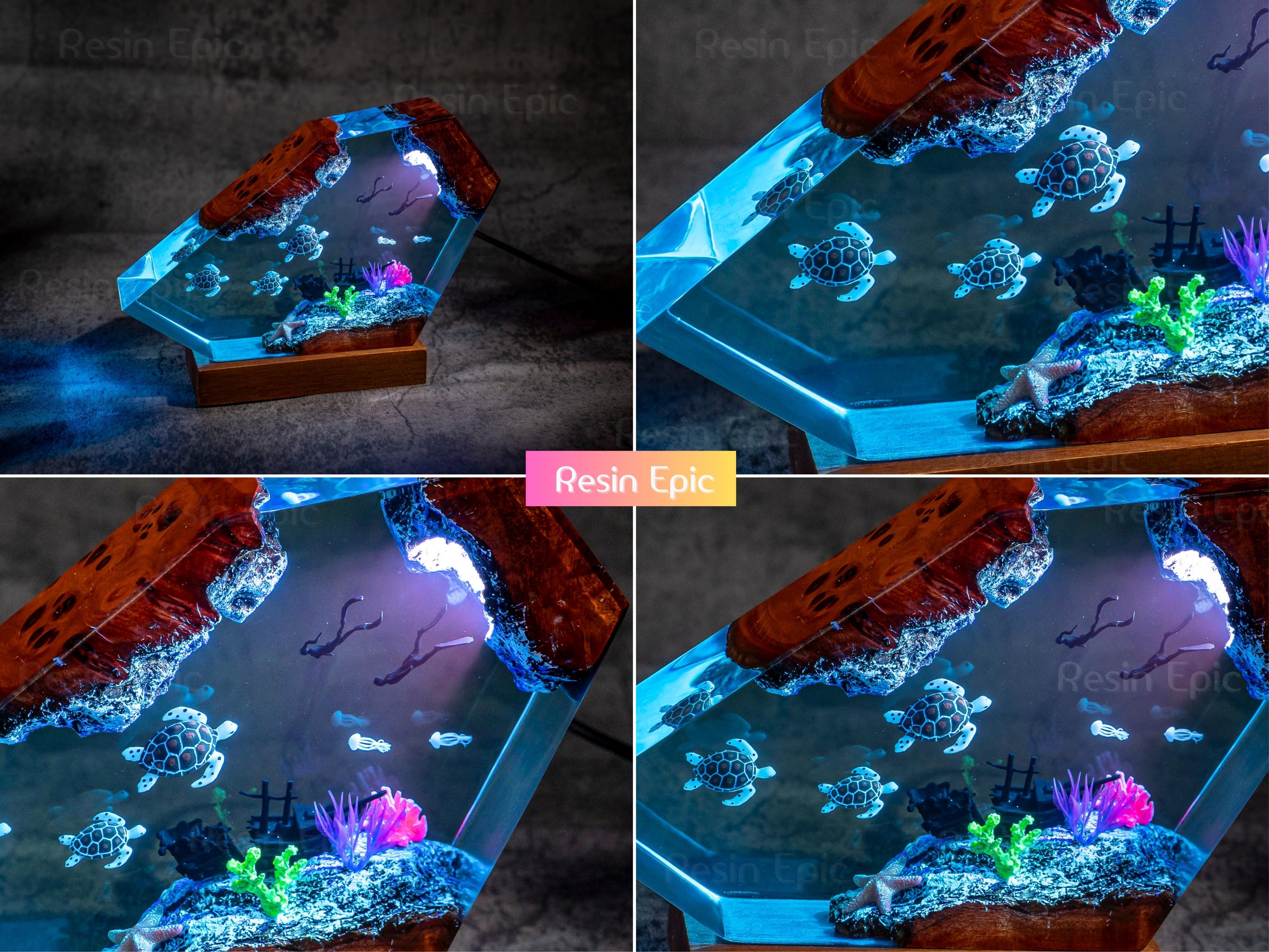 Turtles & Driver Epoxy Resin Night Light - Unique Gift for Ocean Lovers, Ocean Decor, unique lamp, resin art, custom night light