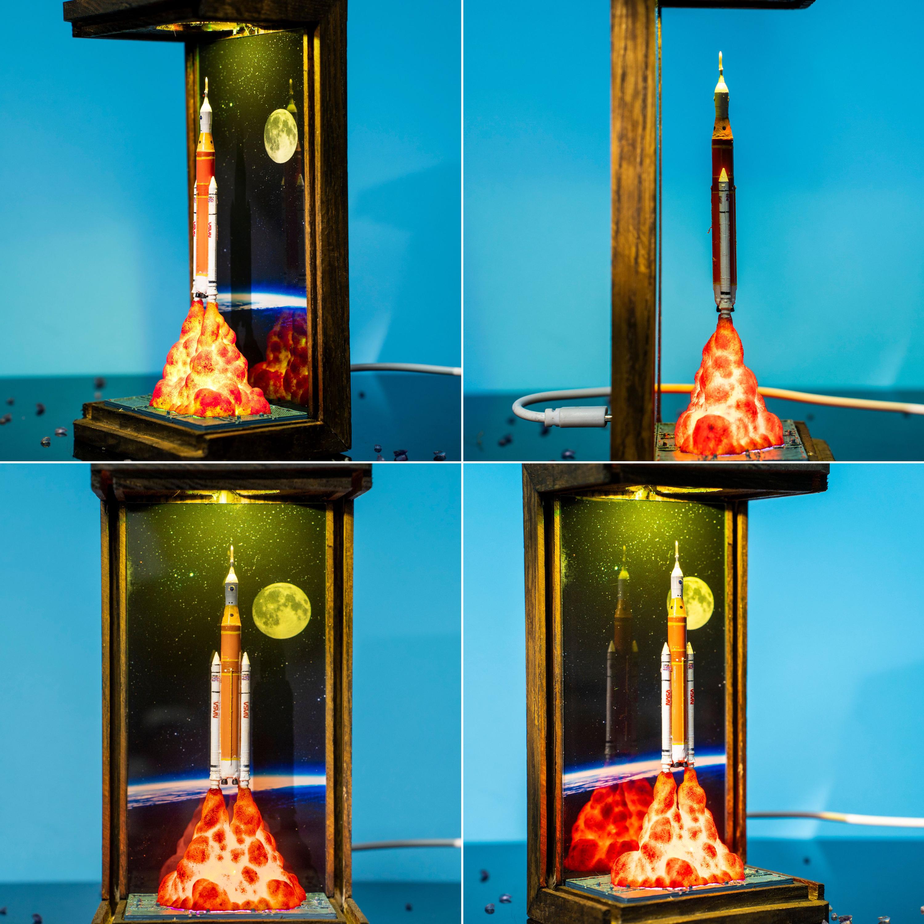 Artemis II Astronaut Moon resin lamp, NASA Space Launch Light,  SpaceX Starship Rocket Launch Lamp, Artemis II Space Launch System Rocket