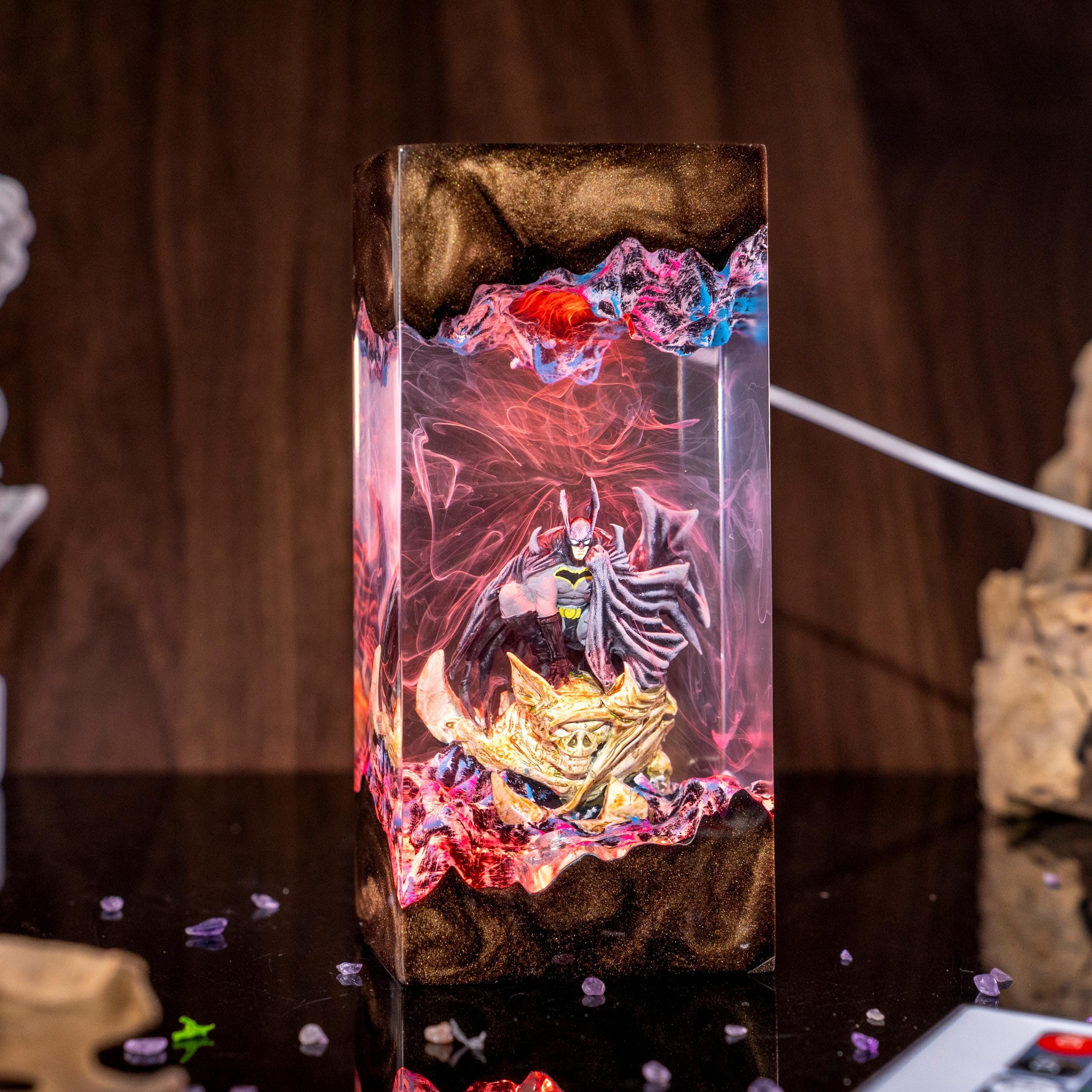 Batman Resin Lamp, DC Superhero Lamp, Unique Superhero Gift for him, DC Comic Epoxy Art Desk Decor Gift For Him, Jeff the Shark Resin Lamp