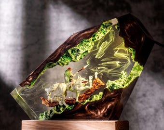 Princess Mononoke Wolf Resin Lamp, San Moro Night Light, Ghibli Forest Spirit Decor, Fantasy Anime Gift, Collector Lamp, My Neighbor Totoro