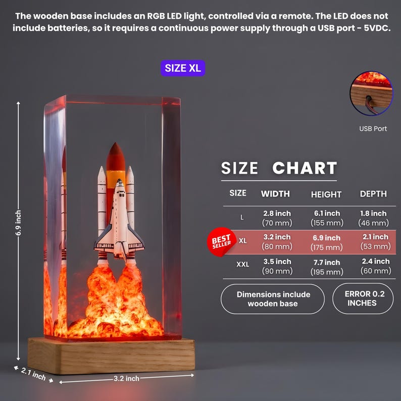 Artemis II Astronaut Moon resin lamp, NASA Space Launch Light, SpaceX Starship Rocket Launch Lamp, Artemis II Space Launch System Rocket image 6