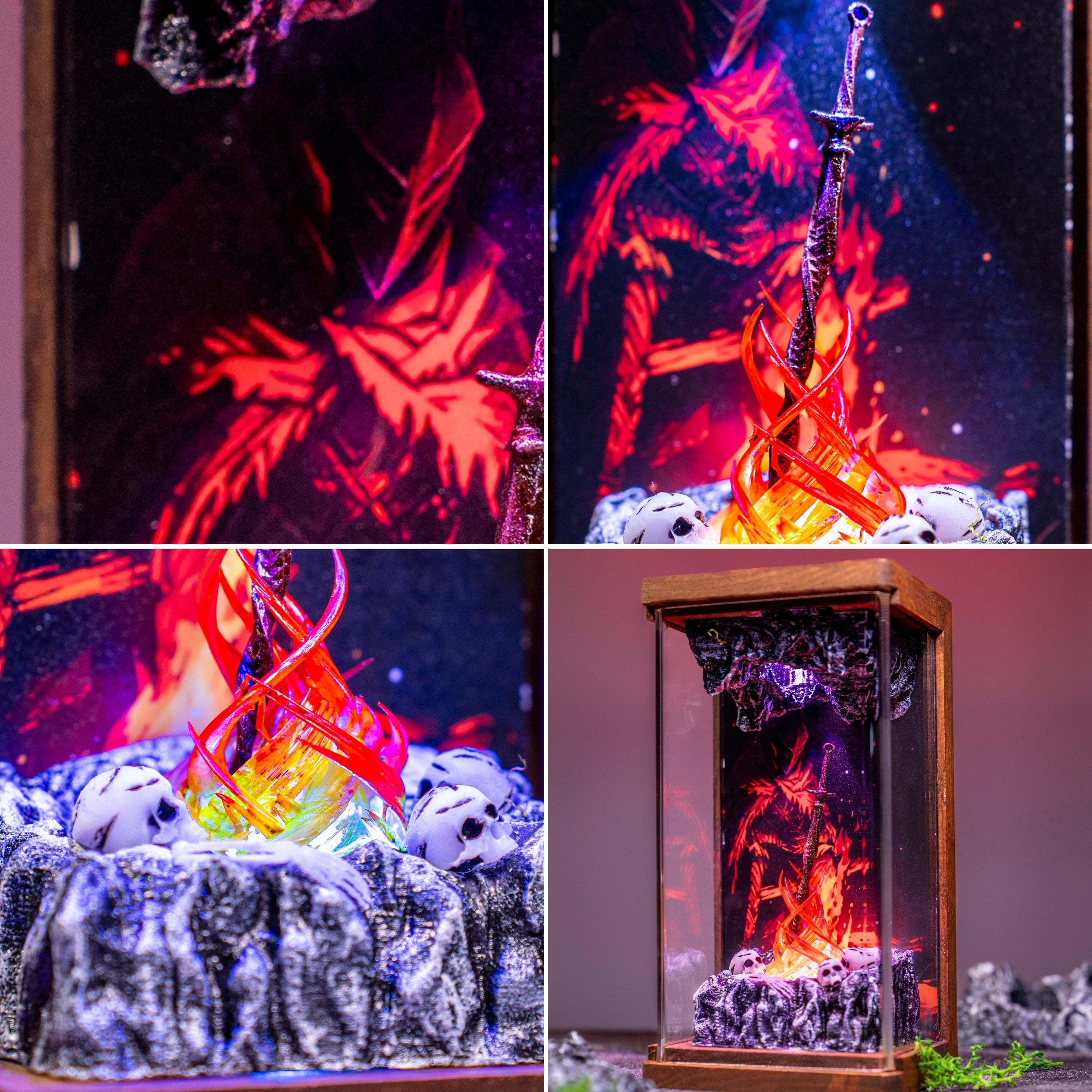 Resting place in D.ark Sou.ls Night Light - Epoxy Game Gifts, Dark S0uls Bonfire 3D Diorama, Bonfire of the Undead