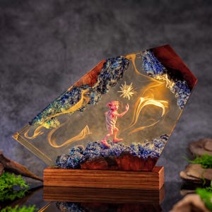 Lámpara de resina con forma de anillo de llama – ideas para regalos de Navidad, lámpara de resina epoxi personalizada, iluminación para la decoración del hogar, luz nocturna de resina, lámpara Sauron para él Gollum