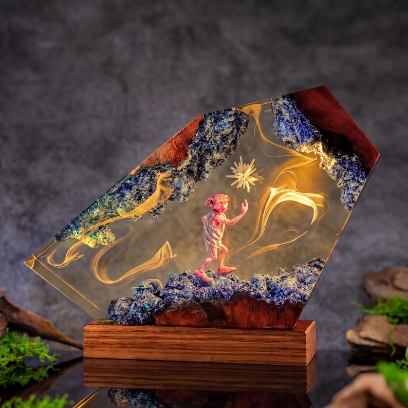 Lámpara de resina con forma de anillo de llama – ideas para regalos de Navidad, lámpara de resina epoxi personalizada, iluminación para la decoración del hogar, luz nocturna de resina, lámpara Sauron para él Gollum