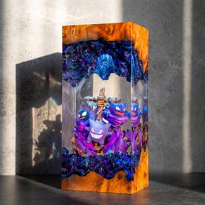 Pokemon Gengar resin lamp – Unique Epoxy Night Light, p0kemon resin lamp, Gift for Him, gengar figure, father's day gift ideas, Gift for dad Gengar 2