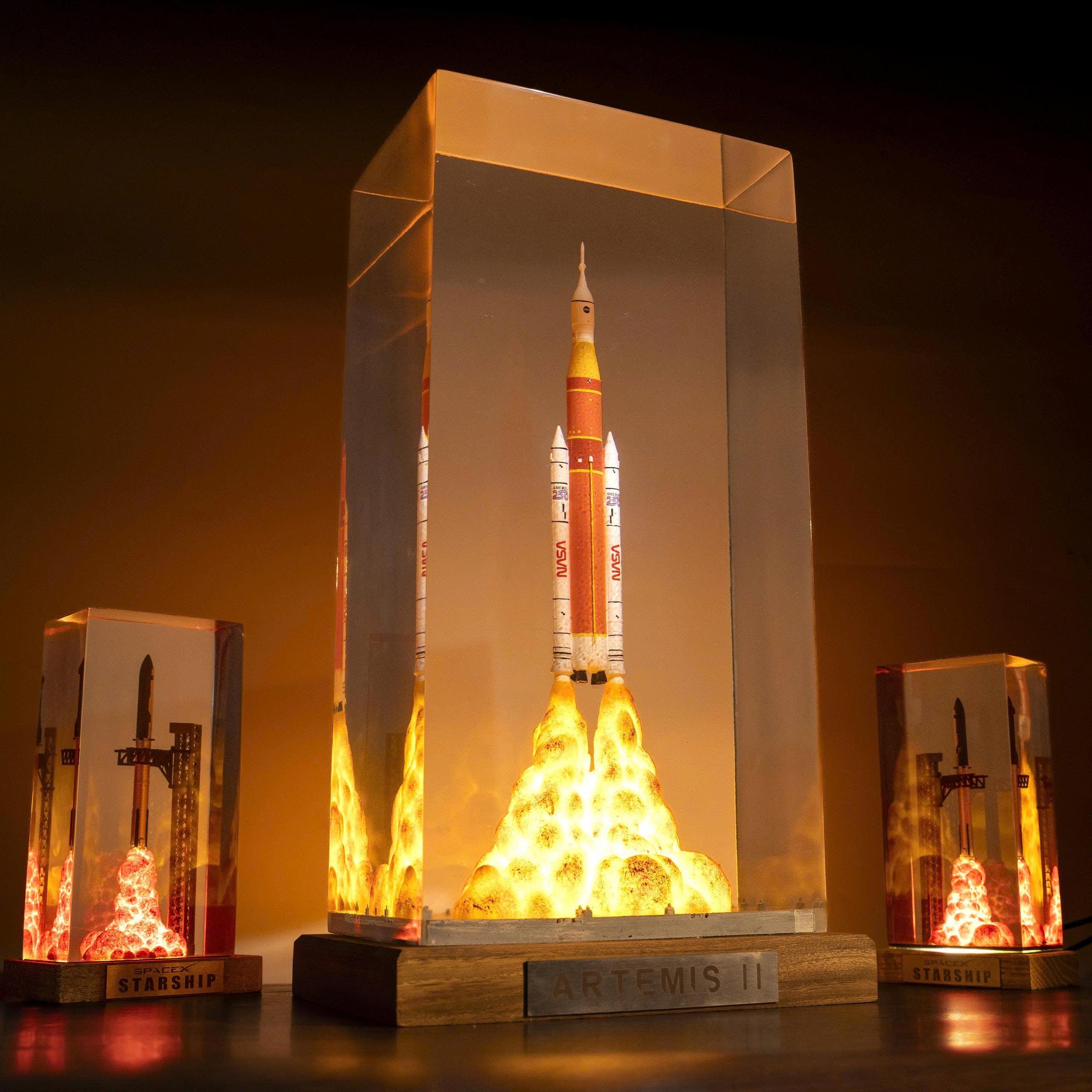 SpaceX Starship Rocket Launch Lamp - Falcon Heavy resin epoxy lamp, Gift for Engineers & Space Lovers, Luxury Corporate Gifts