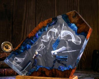 Sephiroth Resin Lamp Diorama Final Fantasy 7 Night Light,  ff5 resin lamp, One Winged Angel Decor, Back to school gift, Halloween gift