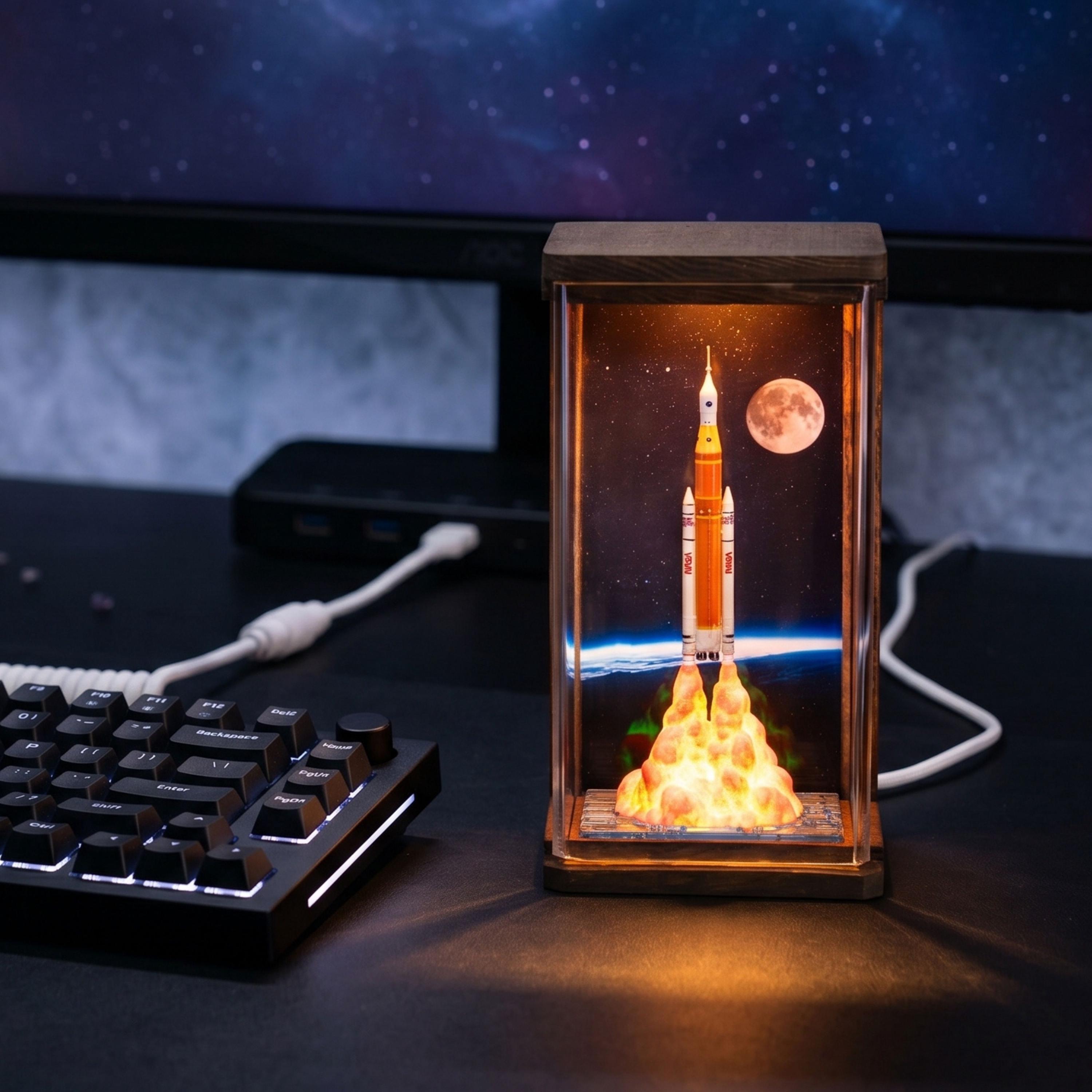 il_fullxfull.7998253325_jmbi Artemis II Astronaut Moon resin lamp, NASA Space Launch Light, SpaceX Starship Rocket Launch Lamp, Artemis II Space Launch System Rocket