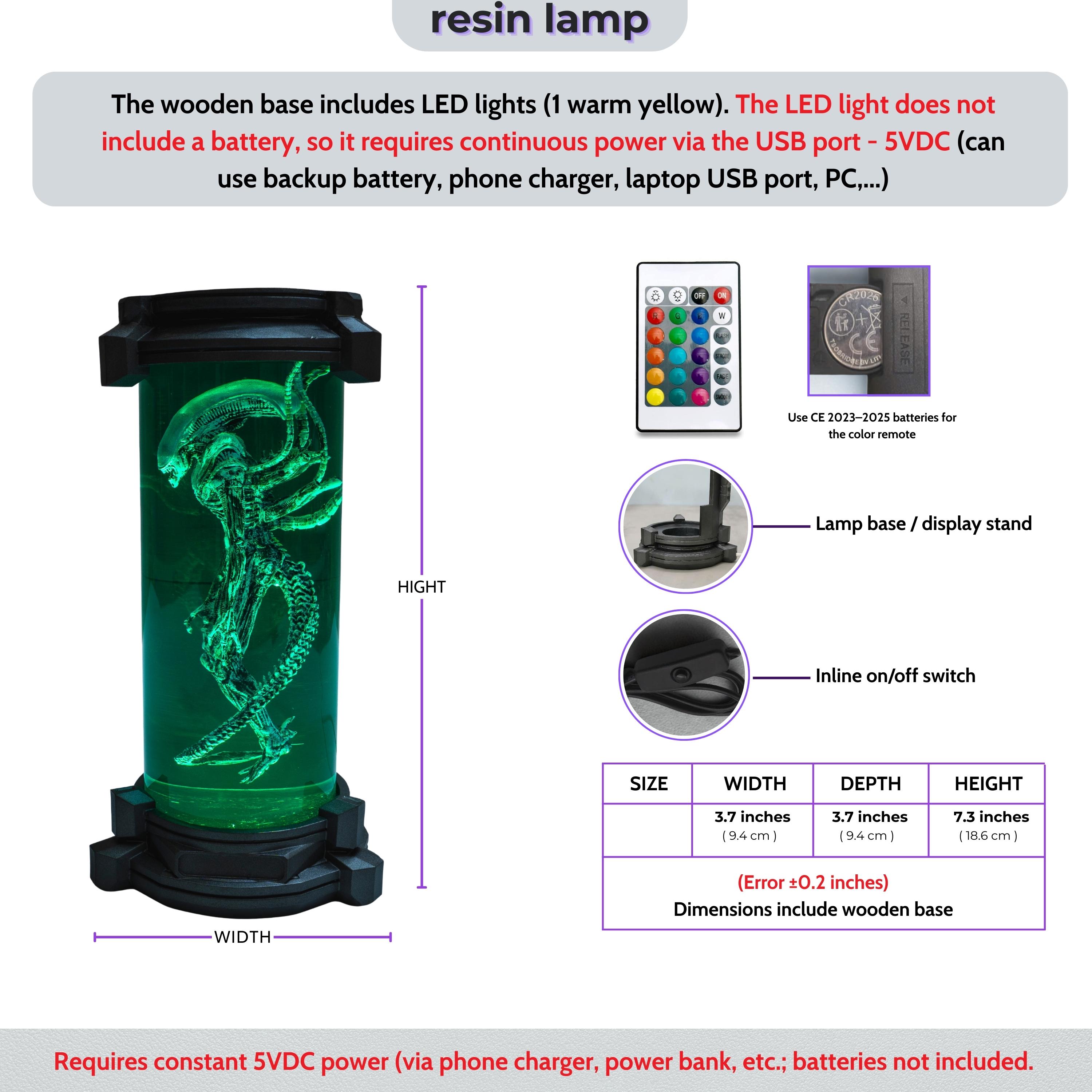 Resin Alien Specimen Lamp – Horror Sci-Fi Egg Light, Sci-Fi Creature Night Light, Xenomorph Specimen Tube Resin Lamp