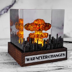Fallout Inspired Resin Lamp – War Never Changes, nuke lamp fallout, Storm Cloud Lamp, Nuclear Bomb Explosion Resin Lamp