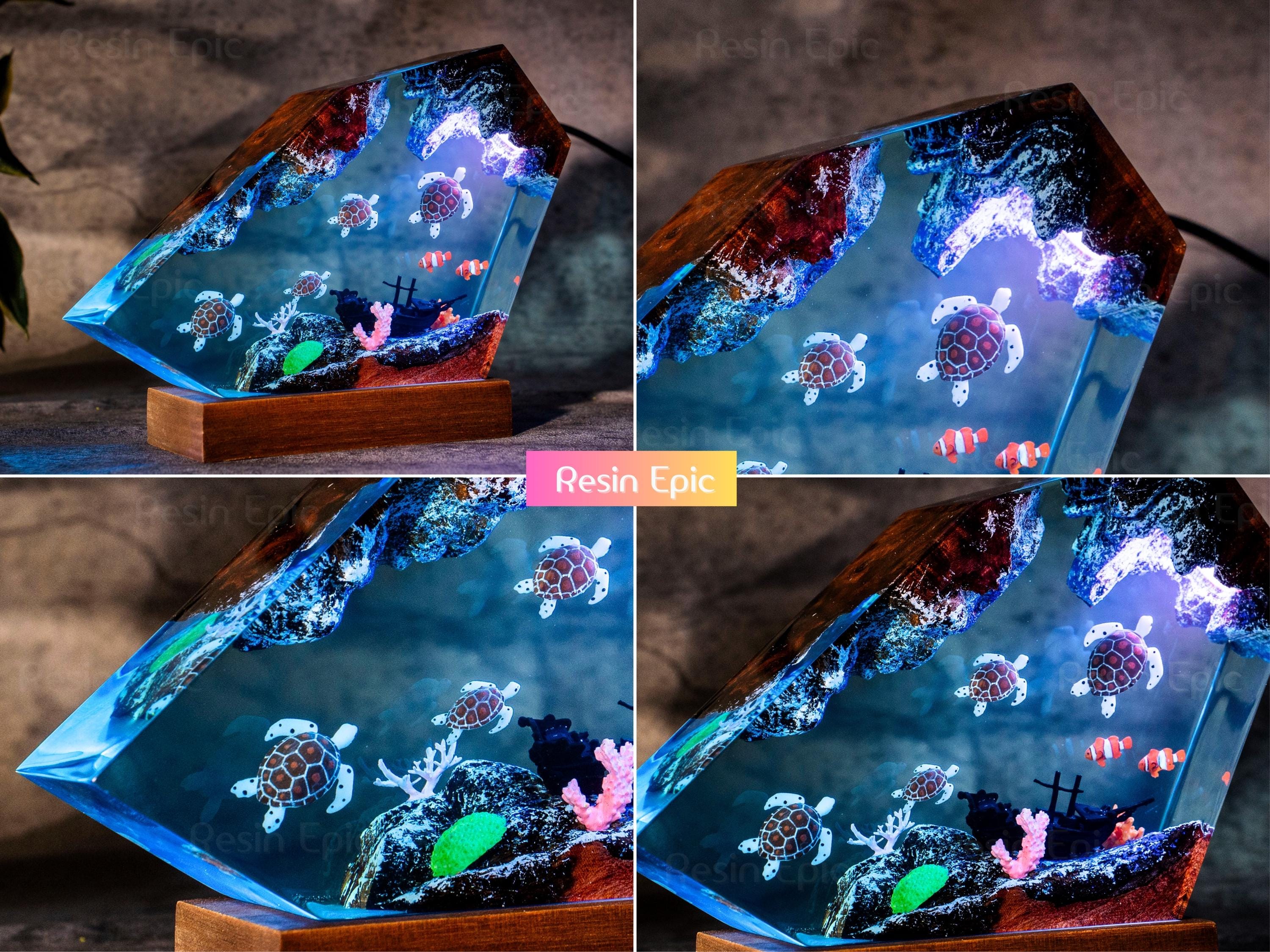 Turtle & Octopus Epoxy Resin Night Light - Unique Gift for her, Ocean art decor lamp, valentine gift, mothers day gift