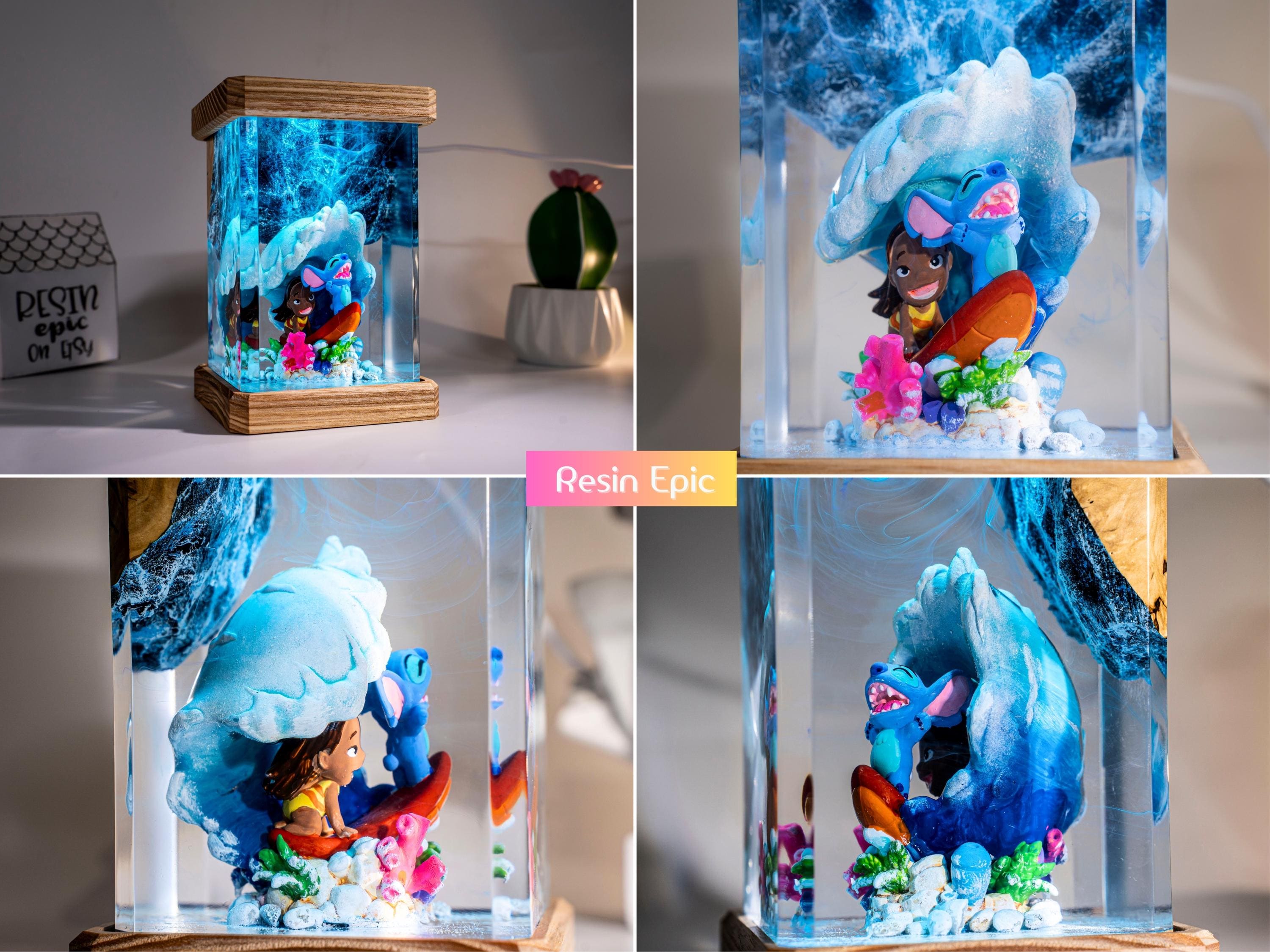il_fullxfull.6813778806_l6rl Blue Alien Resin Night Light – Little Monster resin lamp, Custom Epoxy Lamp, Unique Gift for Kids, Bedroom & Playroom Decor, cute stich gift