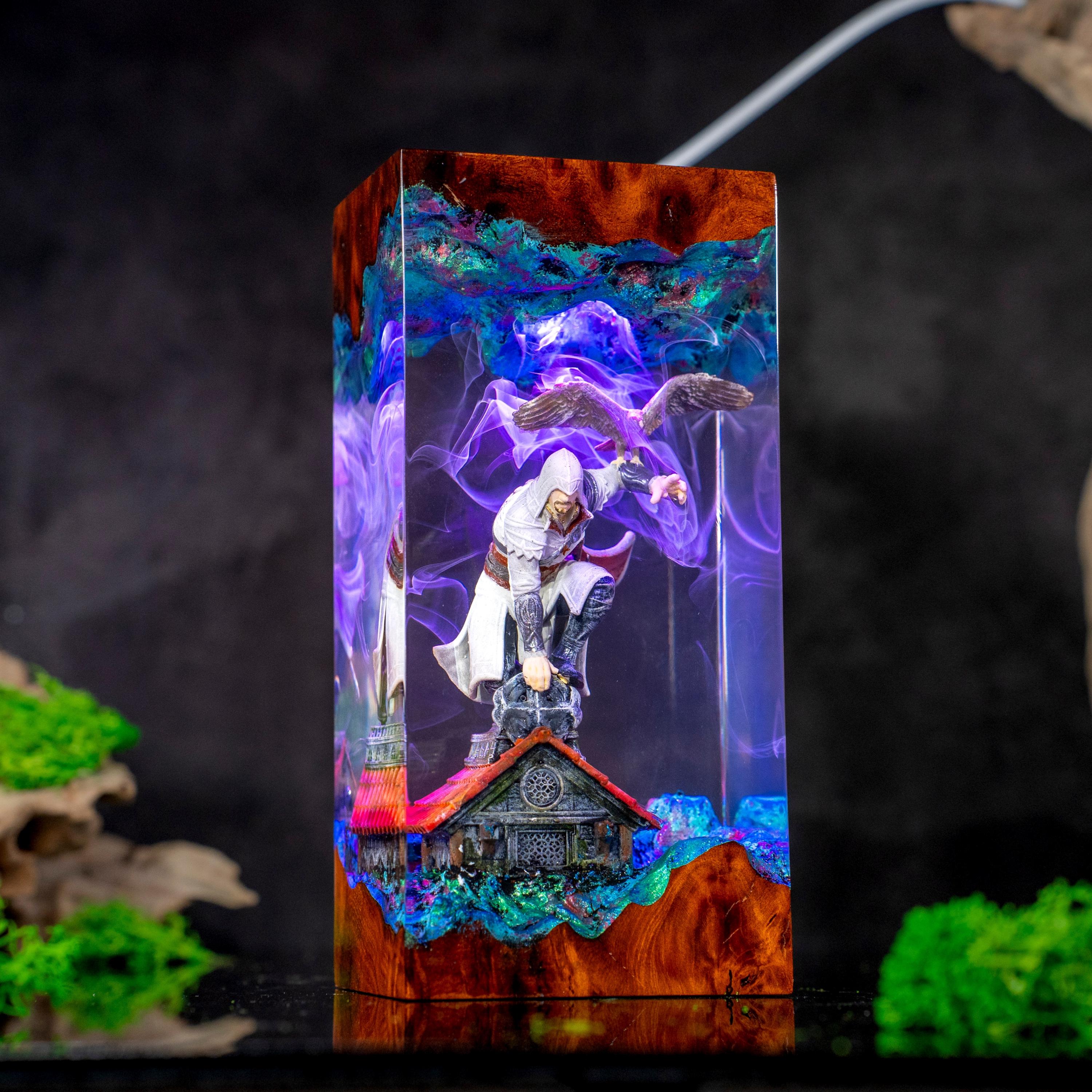Ezio Auditore Resin Lamp, Assassin’s Creed Night Light, Handmade Epoxy Lamp, Assassin Figure Light, Gamer Room Decor, AC Gift for him