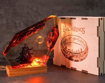 Ring of Flame Resin Nachtlampe - benutzerdefinierte Harz Nachtlicht, Gaming Dekor, Lord Ring Harz Nachtlicht, Geschenk für Mama, Sauron Lampe für ihn