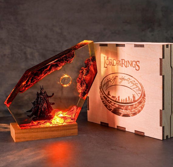 Ring of Flame Resin Lamp – custom resin night light, gaming decor, unique christmas gift for him
