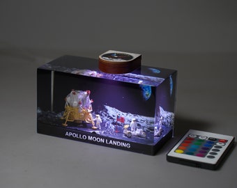 Apollo Moon Landing Epoxy Resin Lamp, Cosmic space night light, Astronauts Lamp, Custom Night Light, Gift for him, Kids gift, Valentine gift