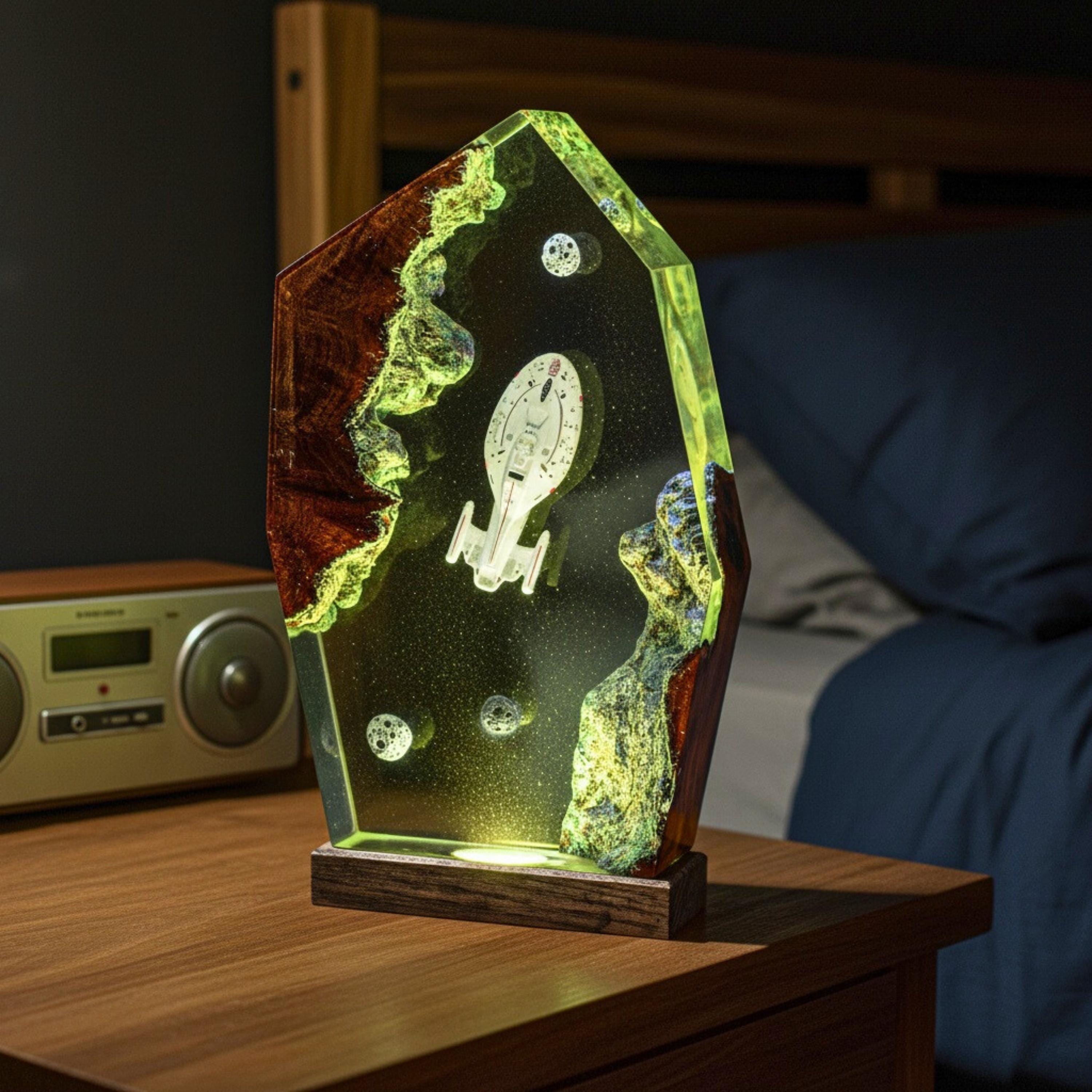 il_fullxfull.7390948042_tsns Millennium Falcon resin night light - Handmade Space Resin Lamp, Futuristic Starship Décor, Halloween gift, star war gift for him