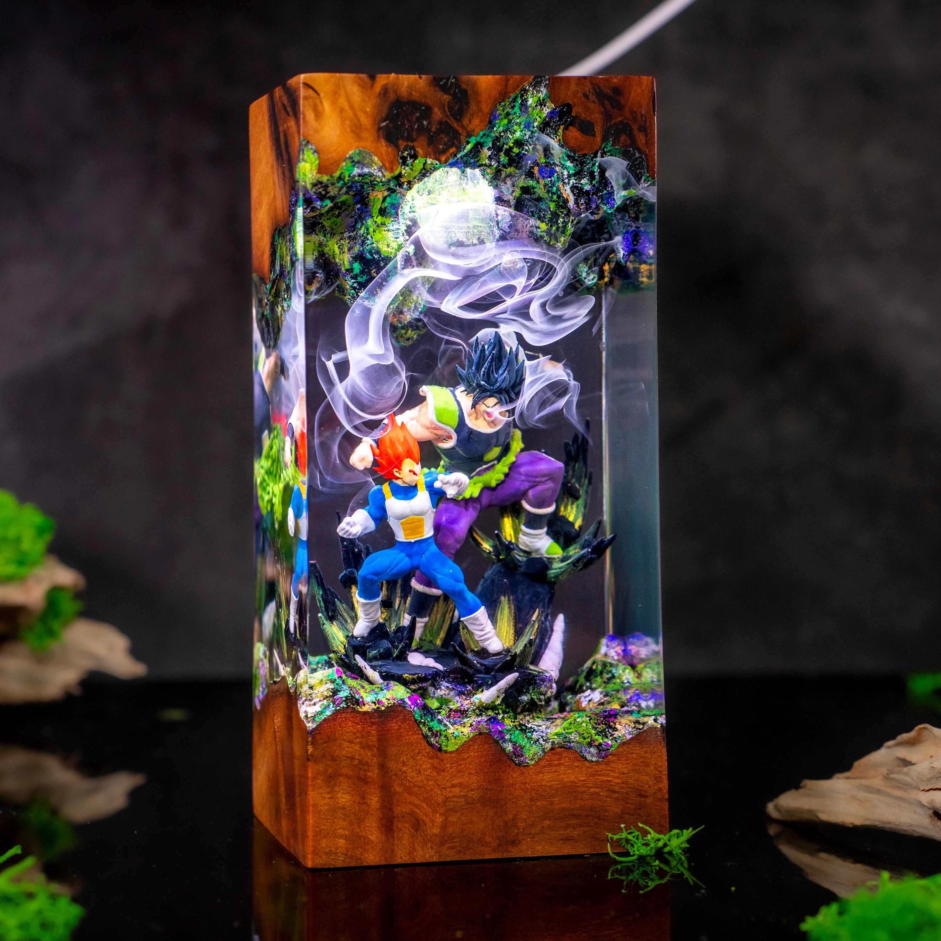 Vegeta Broly Resin Lamp, Dragon Ball Z Night Light, Anime Epoxy Lamp, Saiyan Battle Light, Unique Gift for Anime Lovers