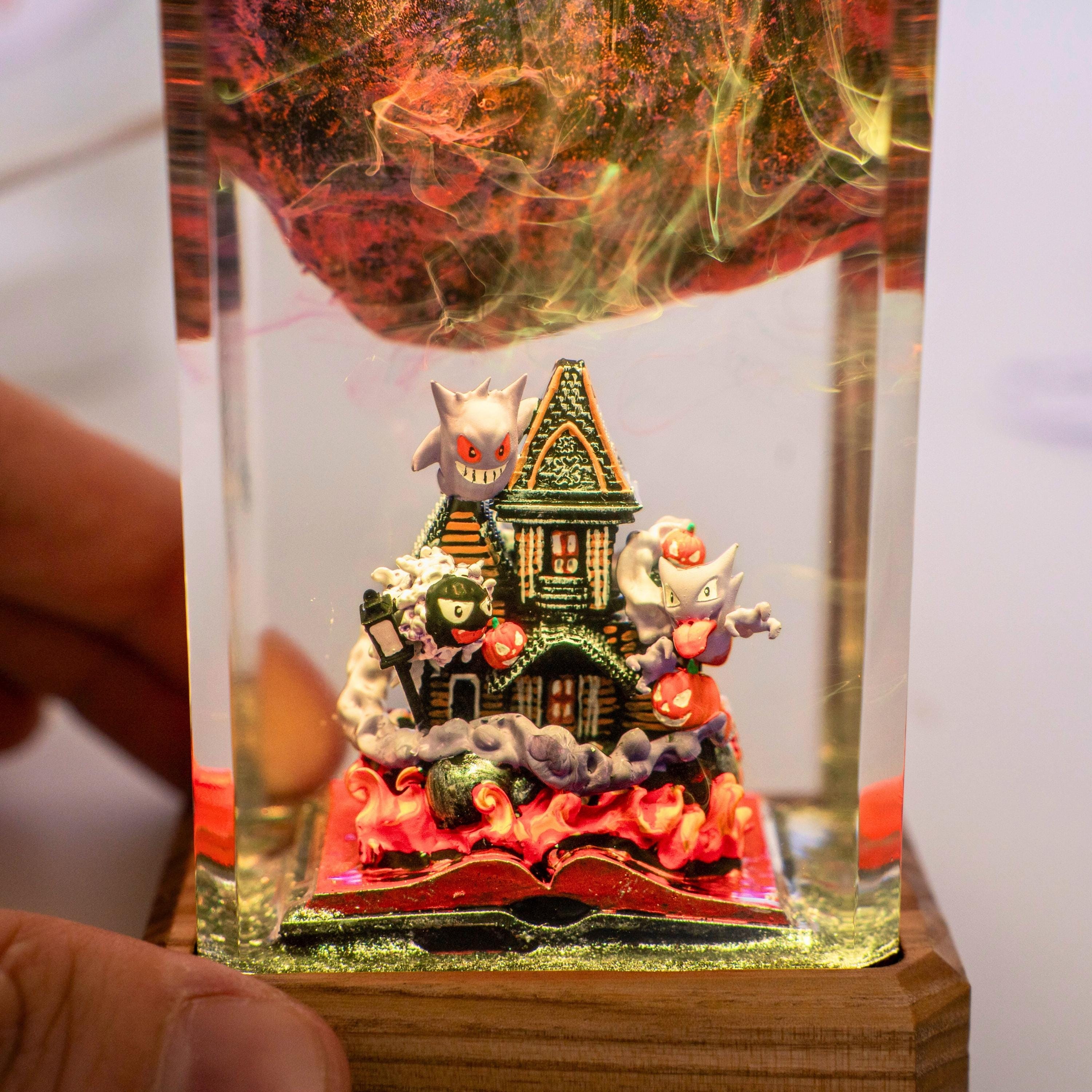 Gengar Mimikyu Mismagius Pokemon resin night light, Ghost Trio Halloween Resin Lamp – Spooky Creatures Night Decor, gift for him