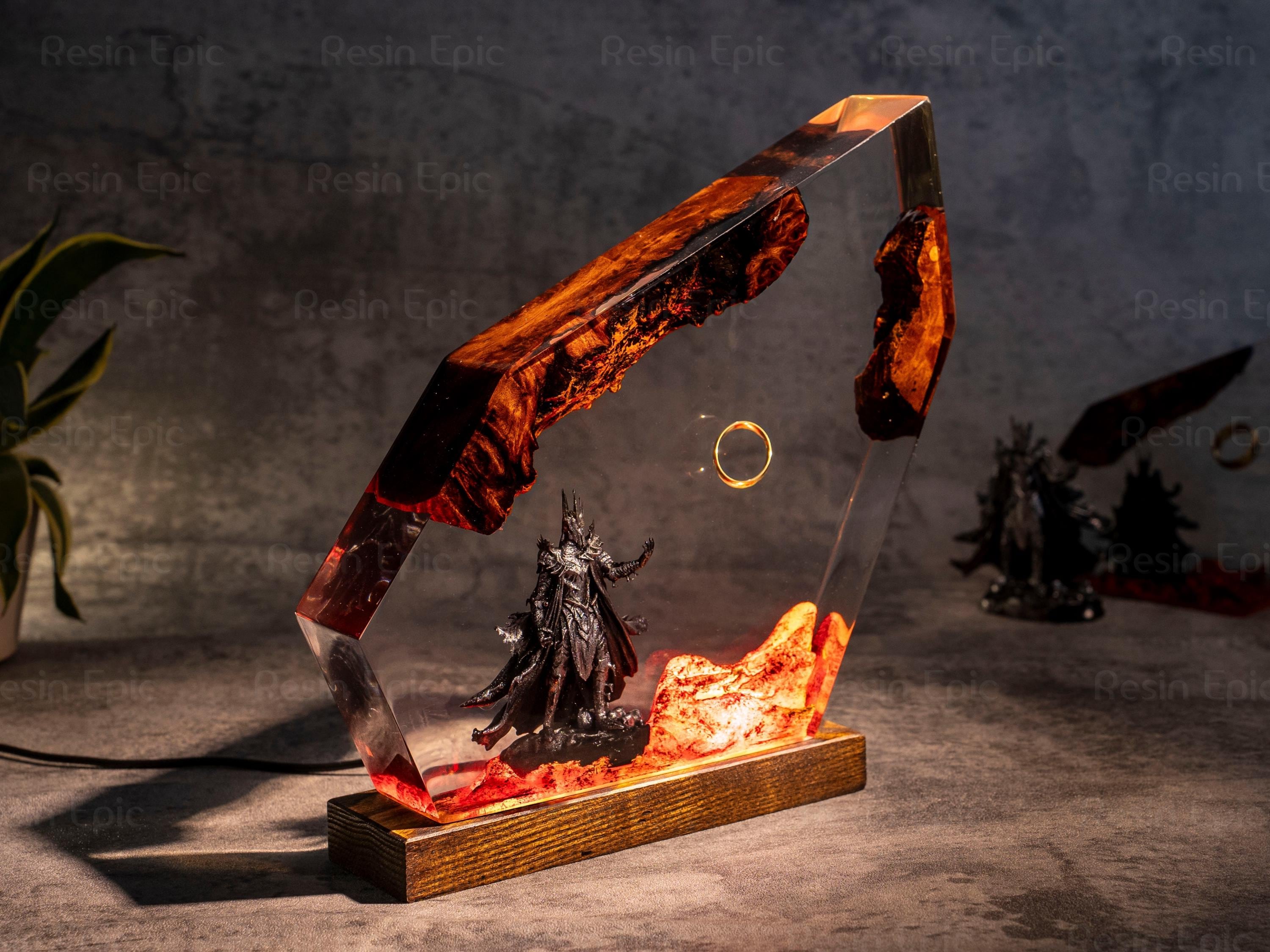 il_fullxfull.6425520279_gs46 Rings of the dark lord Resin Night Light, diorama ring resin lamp, Lighting Home Decor, Resin Night Light, gift for mom, sauron resin lamp