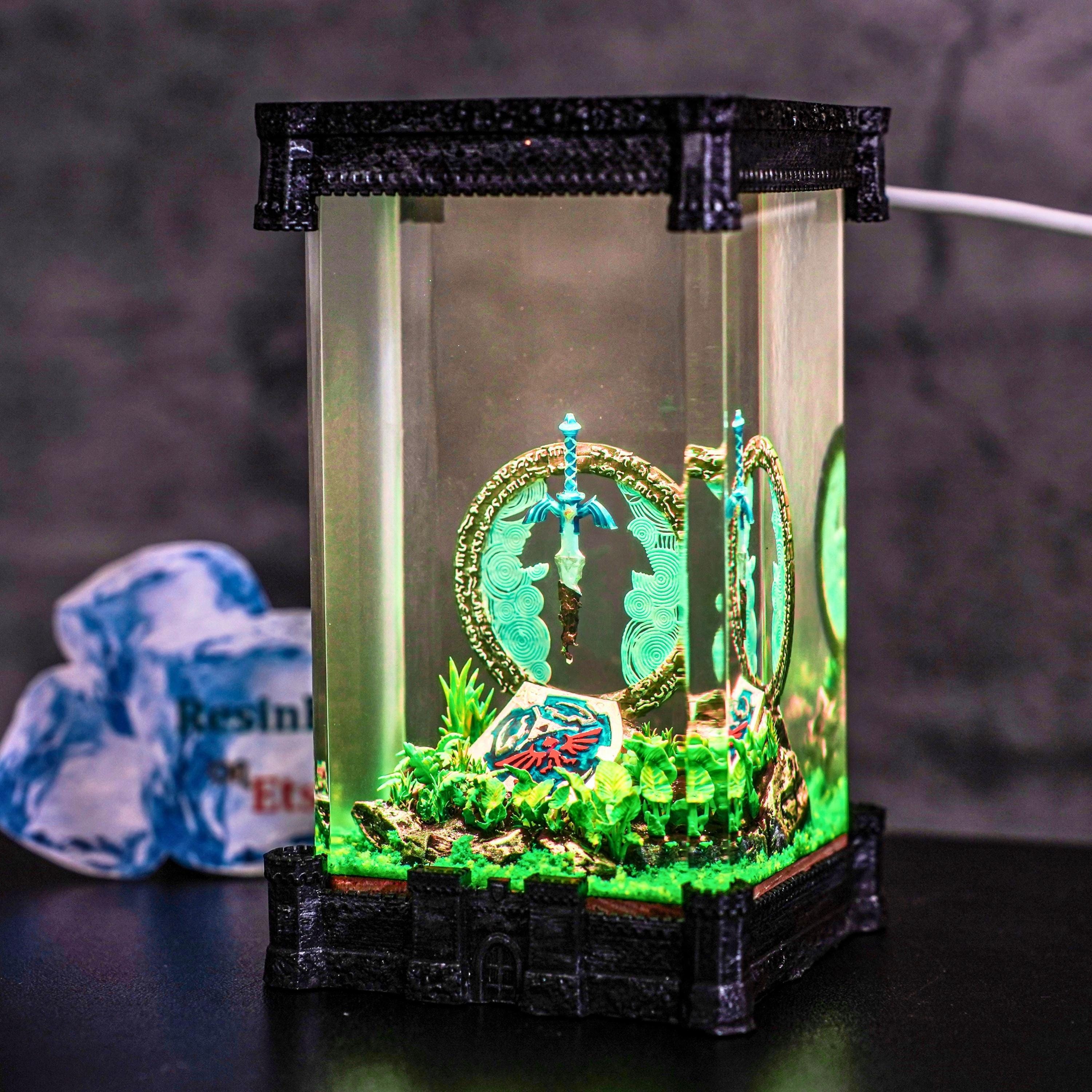 Master Sword Night Light with Silent Flower, Link Master Sword Resin Lamp, Legend of Zelda Night Light