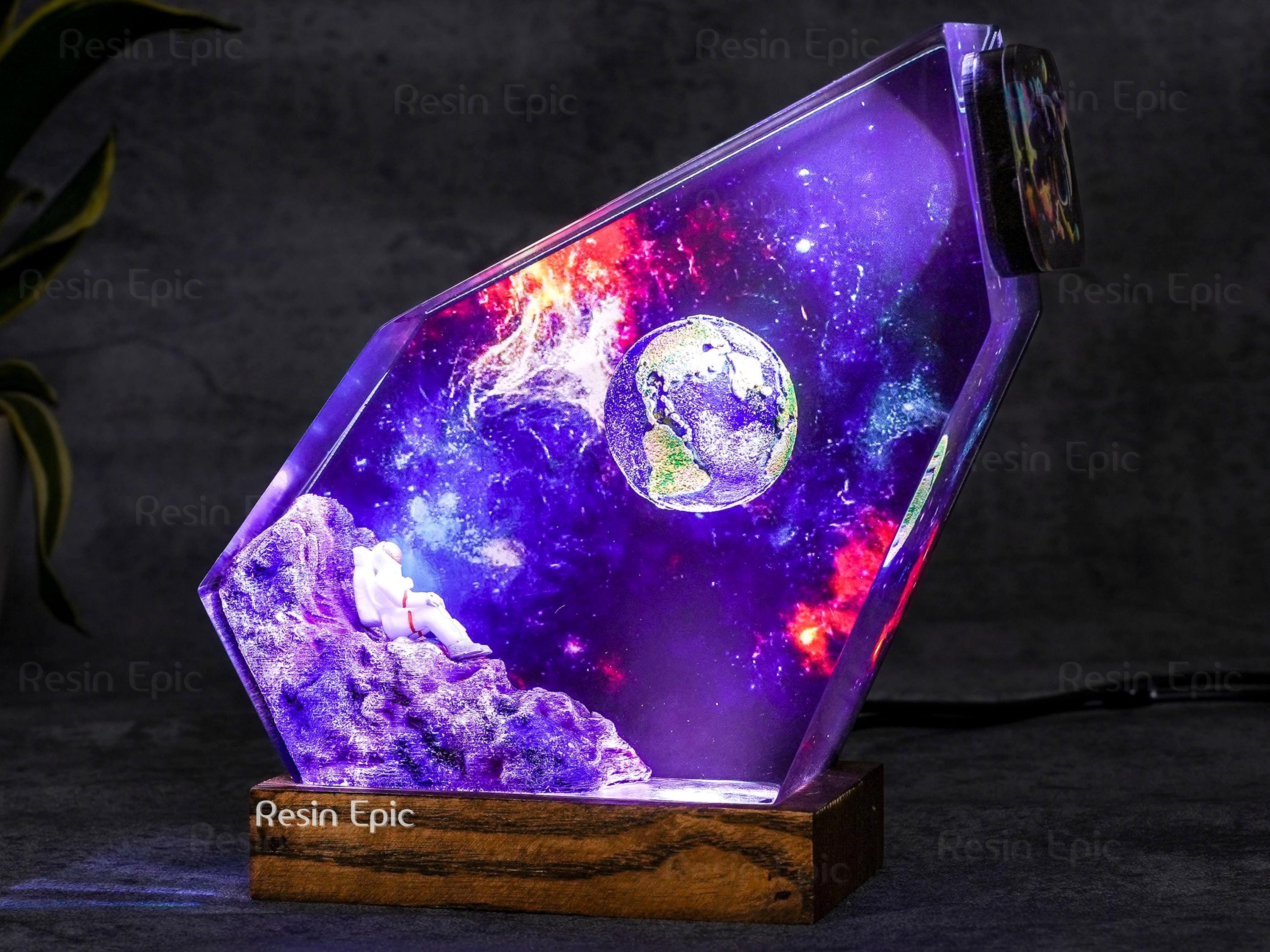 Interstellar Wood Lamp, Galaxy Resin Night Light, Universe Lamp for kids,