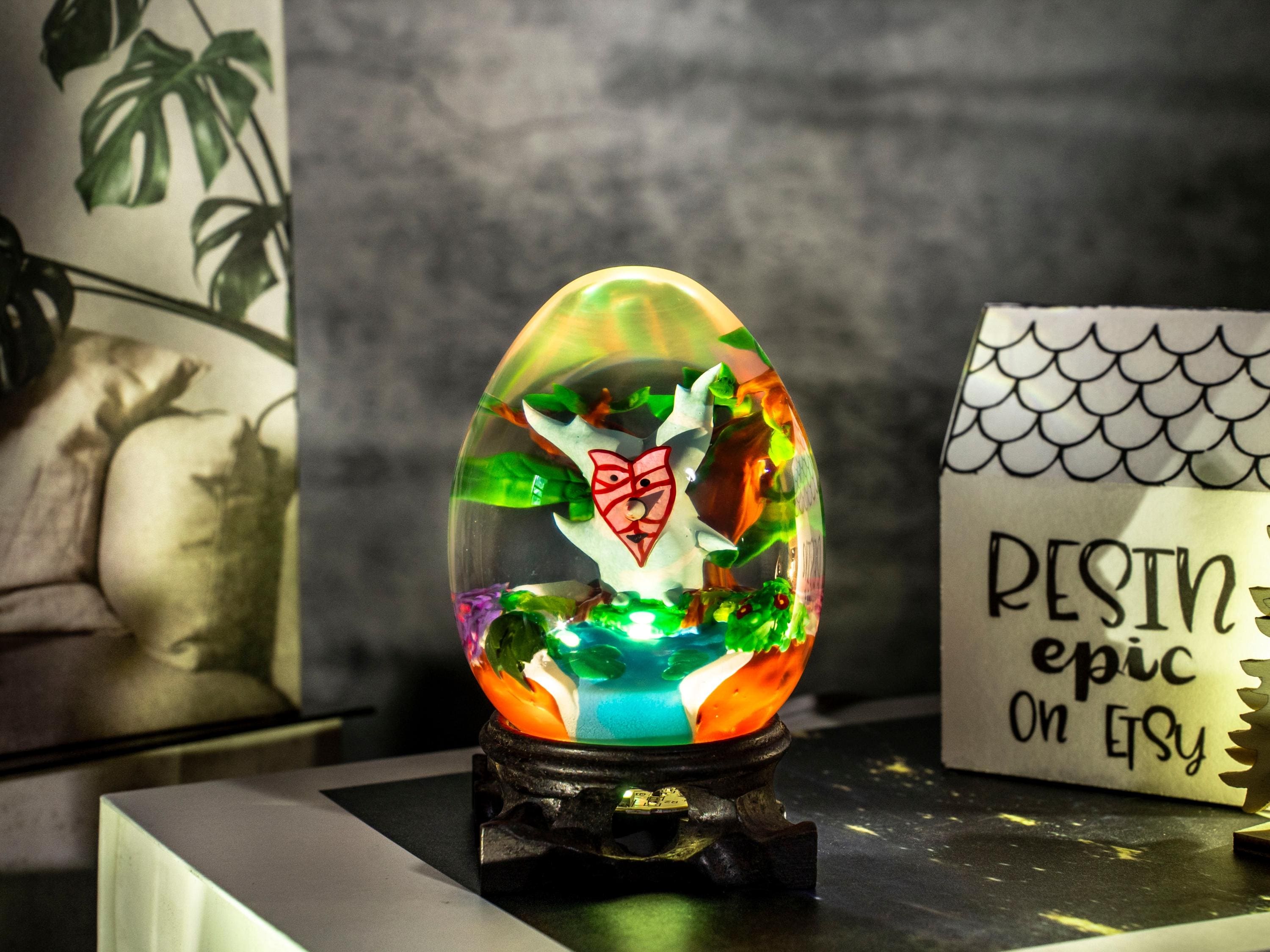 Custom KOROK Resin Lamp Egg, Custom Epoxy Resin Art Lamp, Korok Night Light, Valantine gift for him