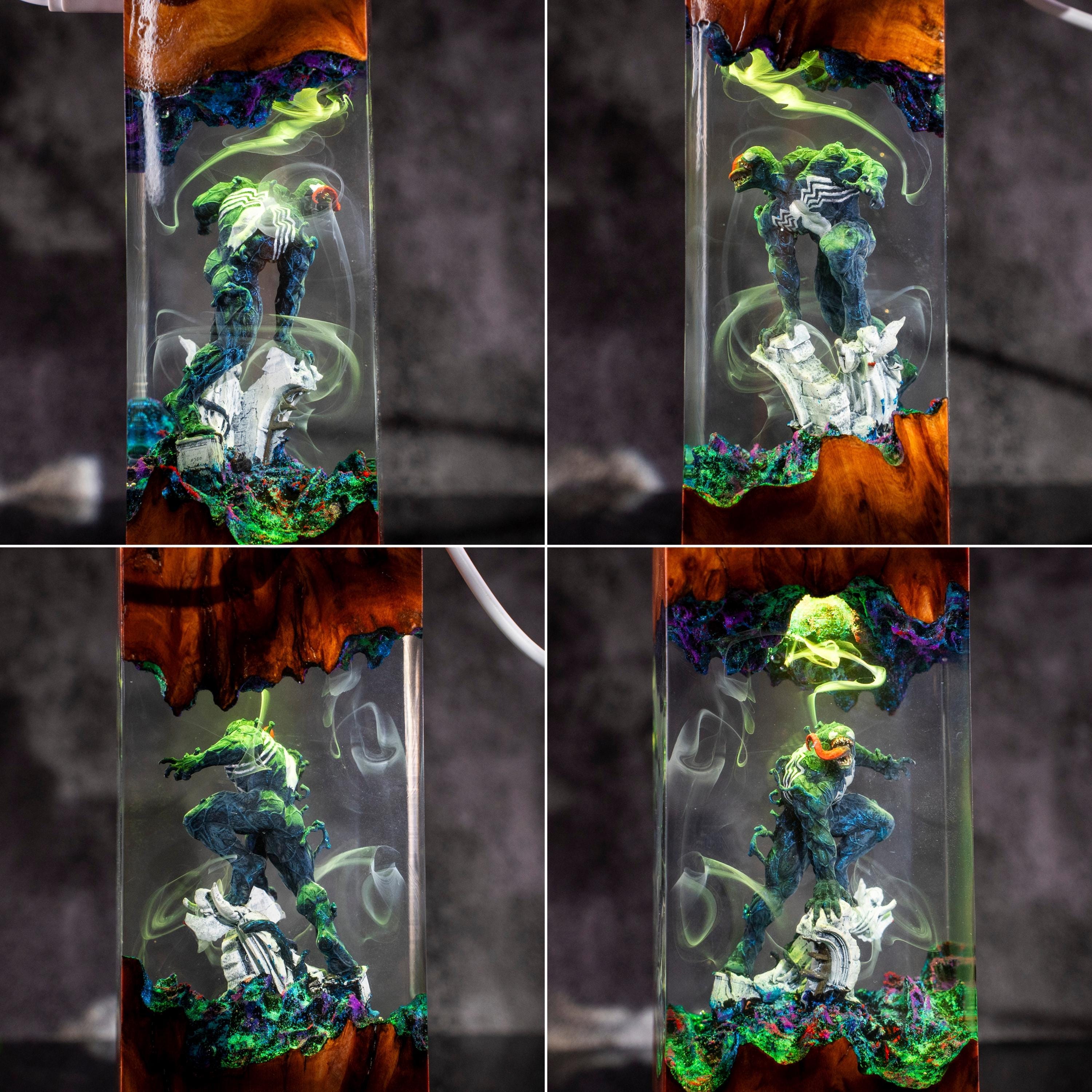 Venom & Spider Man Resin Lamp, Marvel resin Night Light, Superhero Battle Lamp for him, venom figure