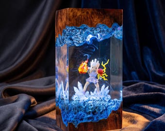 Hitmonchan Pokemon Resin Lamp, Pokemon Couple Night Light, Eevee Evolution Lamp, Charizard Pikachu fan gift,  christmas gift ideas for him