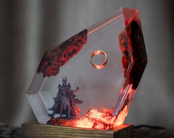 Ri.ng OT da.rk lo.rd  Resin Desk Lamp - Sau.ron Resin night light, Volcano Lava Decor for Living Space, Unique Gift for men, birthday gifts