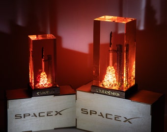 SpaceX Starship Rocket Launch Resin Lamp - 3D Starship Model Night Lights, Space Decor Display - Unique Gift for him, Night Light for Kid