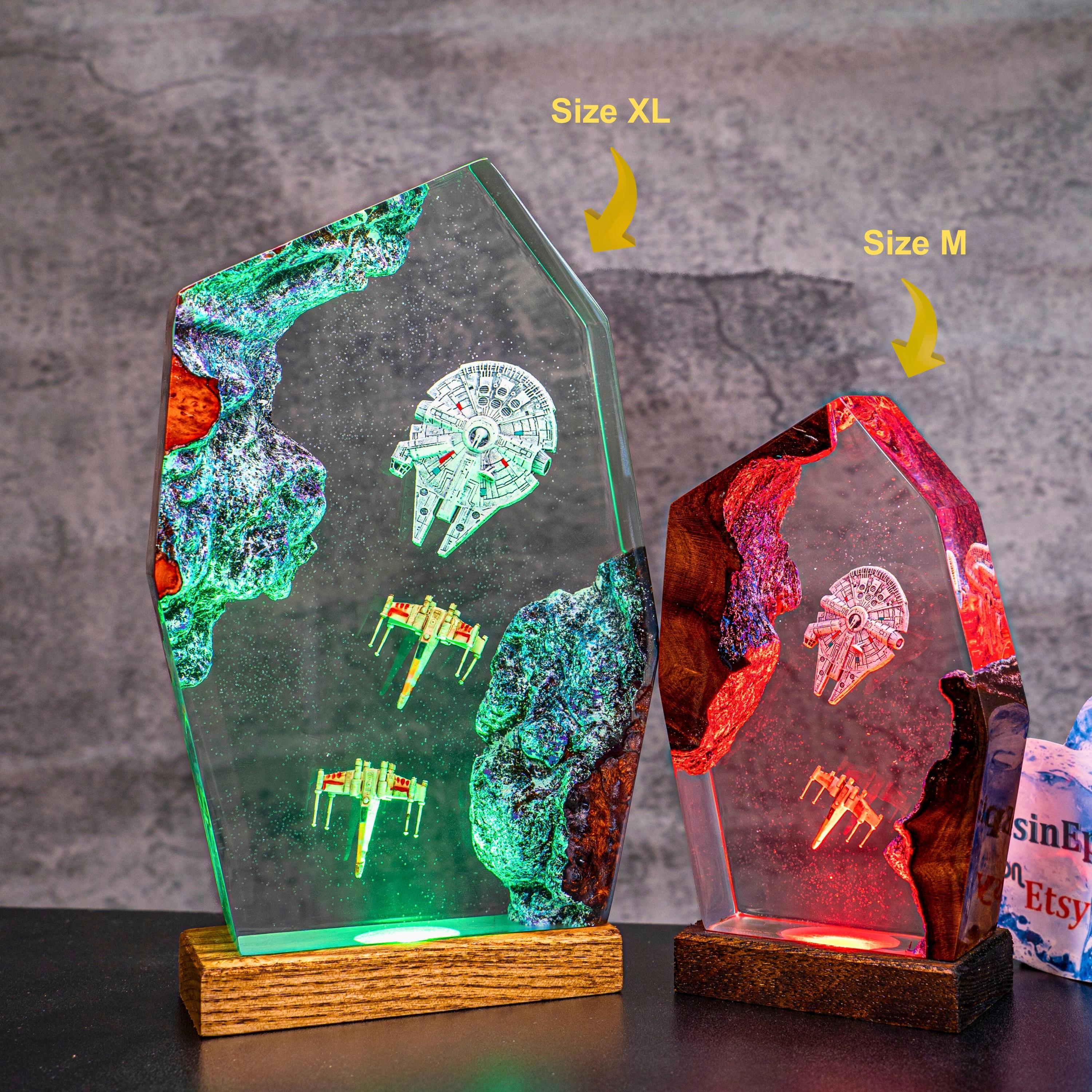 Space ship statue resin night light, Star Wars X-Wing Diorama Light, X-wing Starfighter, Millennium Falcon lamp