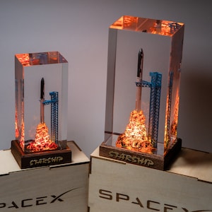 SpaceX Starship Rocket Launch Lamp - 3D Starship Model Night Light, Space Decor Display - Unique Gift for him, Night Light for Kid