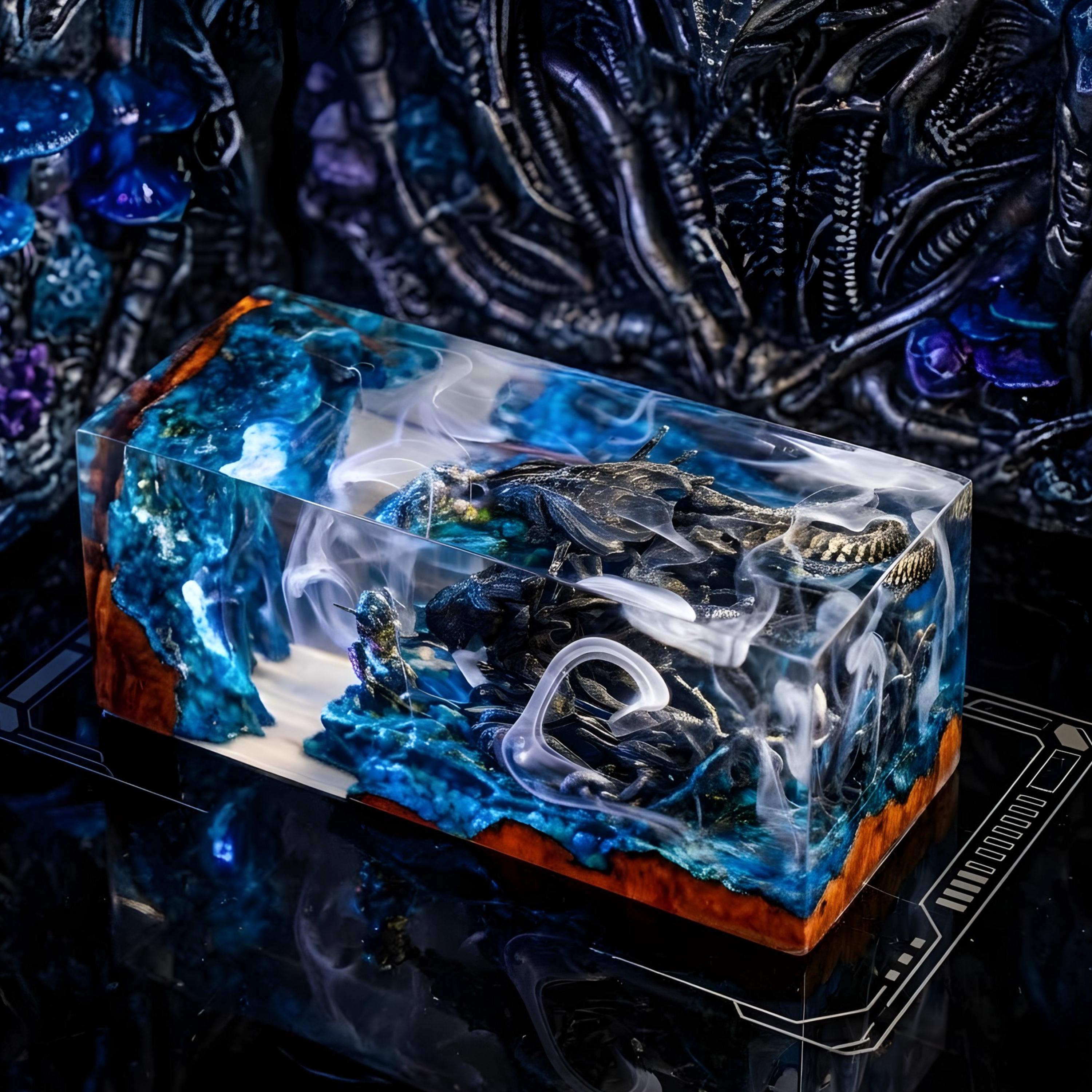 Resin Alien Specimen Lamp – Horror Sci-Fi Egg Light, Sci-Fi Creature Night Light, Xenomorph Specimen Tube Resin Lamp