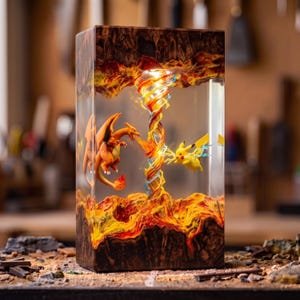Lámpara de resina de Charizard y Pikachu, luz nocturna de Pokémon de fuego y electricidad, regalo para fans de Pokémon, lámpara de resina de Pokémon Gengar, ideas para regalos de Navidad