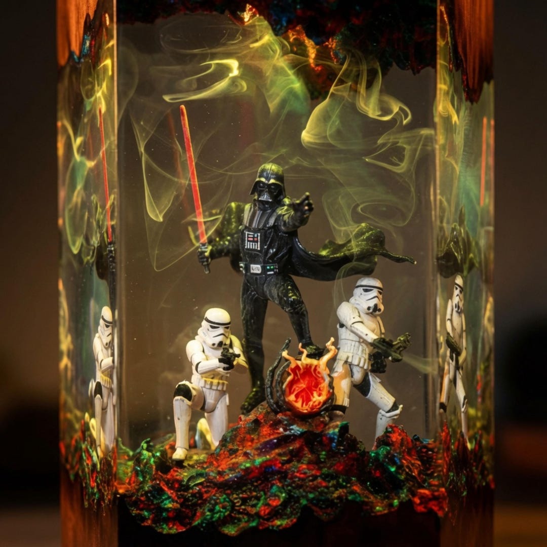 Darth Vader Diorama Resin Lamp, Star War Wall Art for Him, Sword