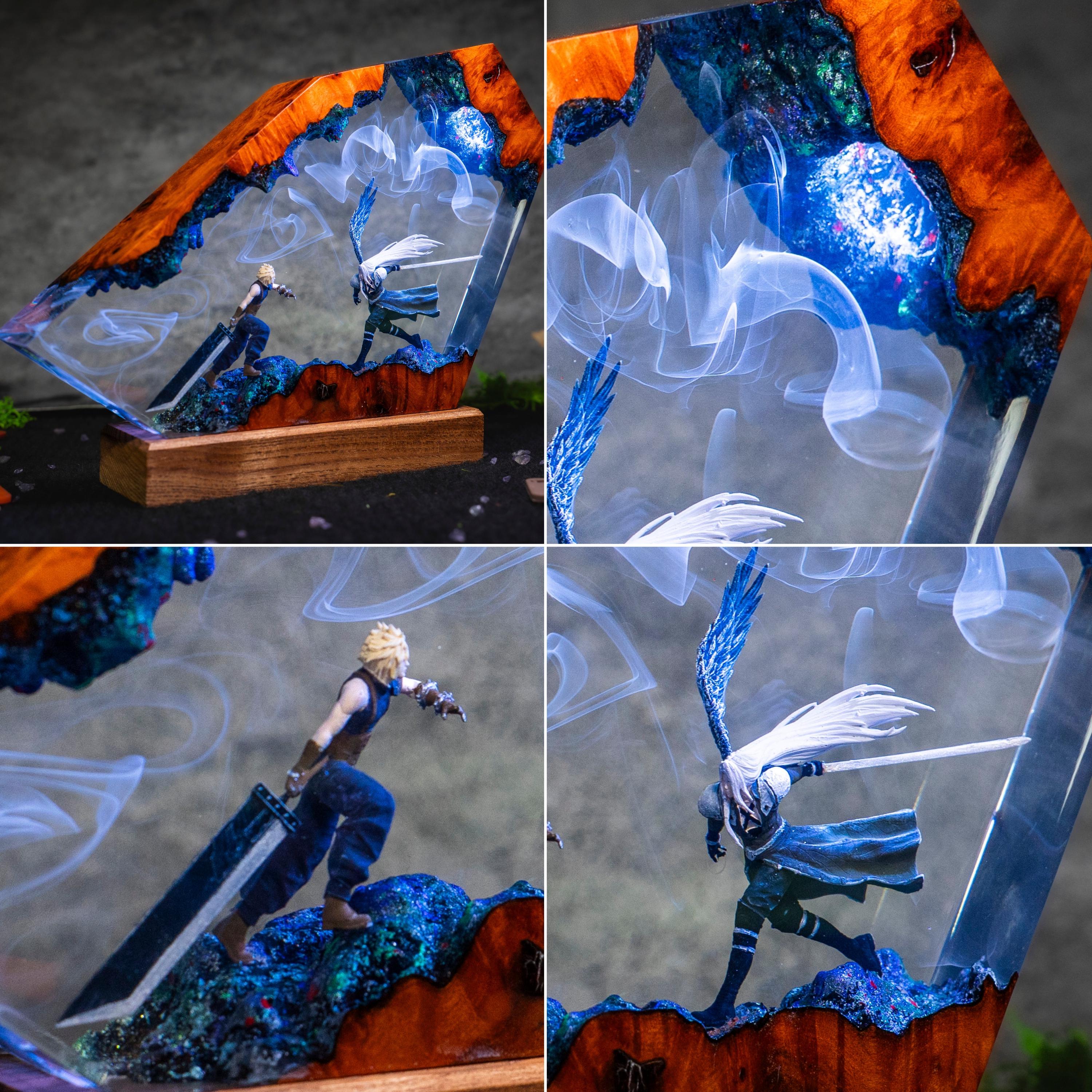 Sephiroth Resin Lamp Diorama | Handmade Final Fantasy 7 Night Light,  ff5 resin lamp, father's day gift ideas, gift for him