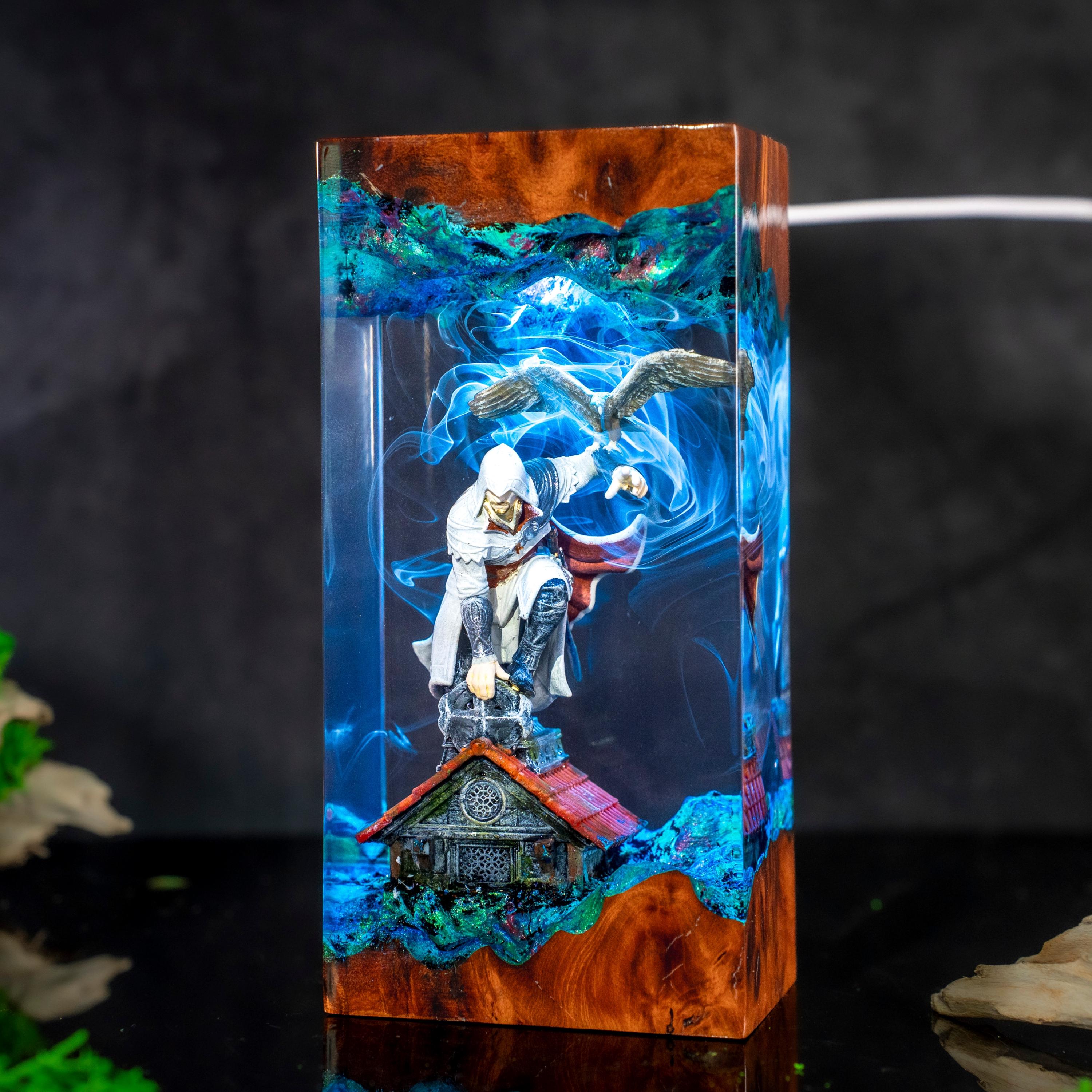 Ezio Auditore Resin Lamp, Assassin’s Creed Night Light, Handmade Epoxy Lamp, Assassin Figure Light, Gamer Room Decor, AC Gift for him