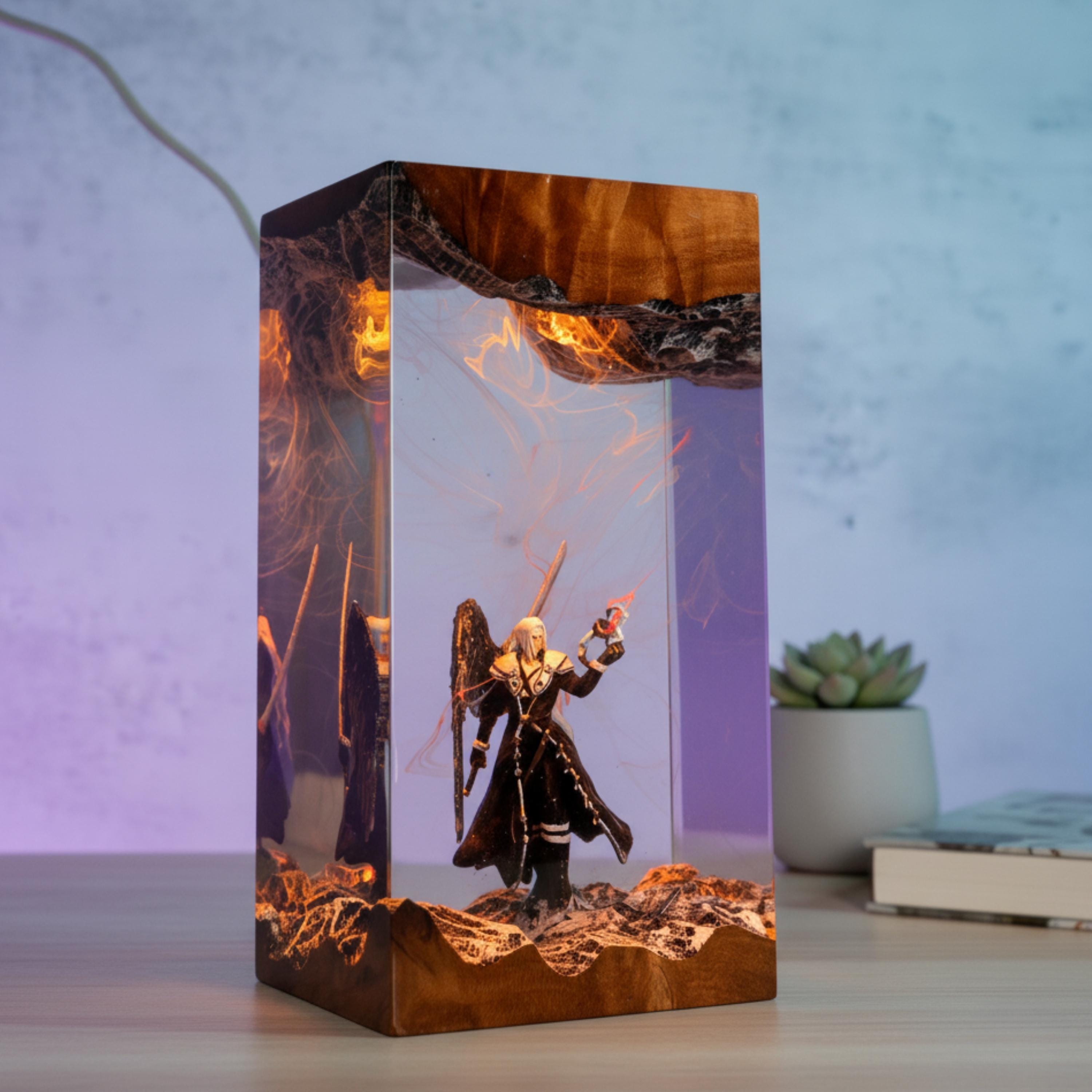 Sephiroth Resin Lamp Diorama | Handmade Final Fantasy 7 Night Light,  ff5 resin lamp, father's day gift ideas, gift for him